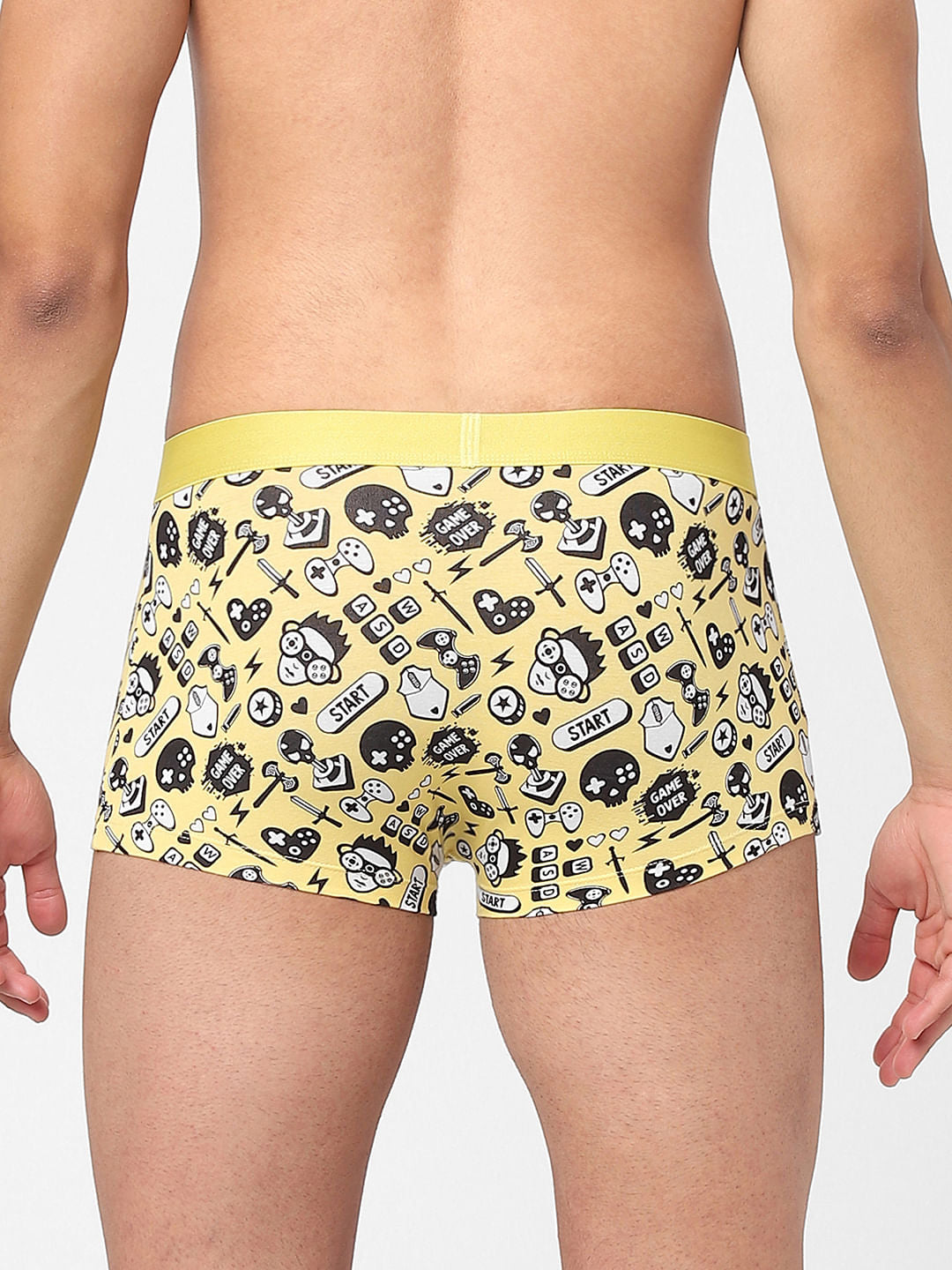 Yellow Graphic Print Trunks