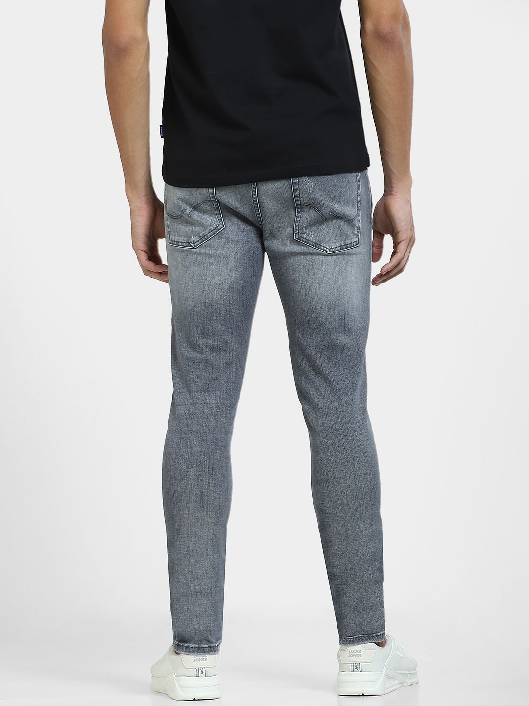 Grey Low Rise Distressed Liam Skinny Jeans