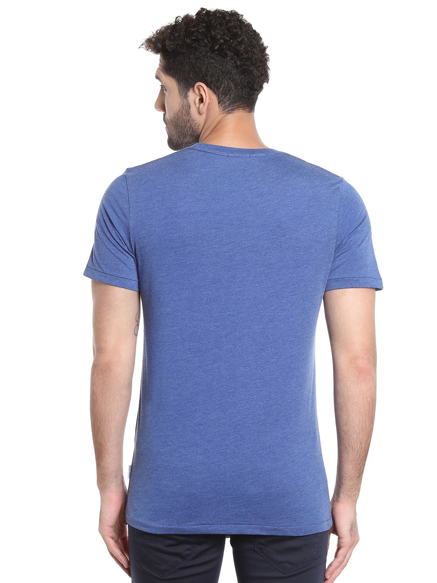Blue Graphic Print Crew Neck T-Shirt