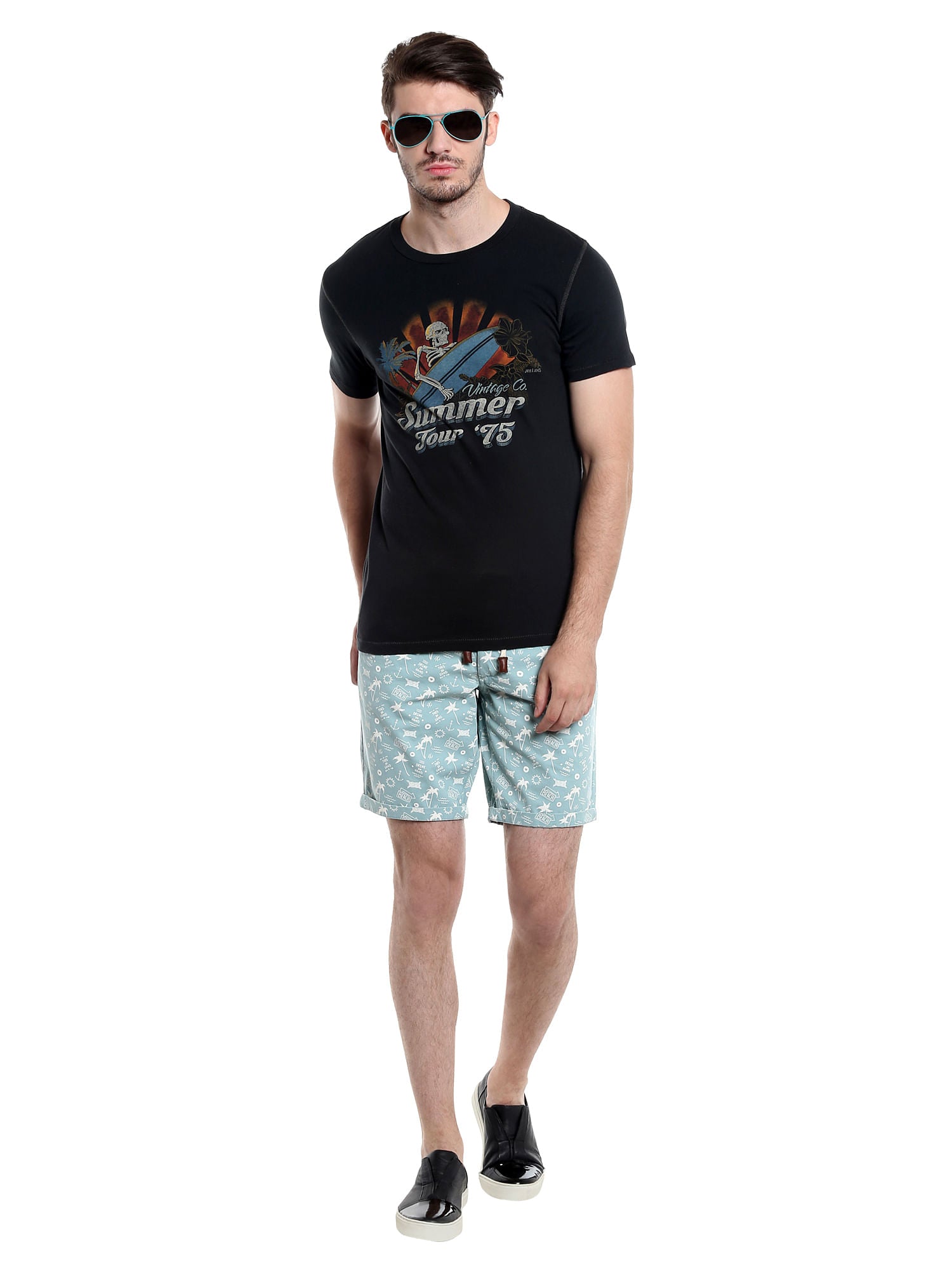 Graphic Print Black Crew Neck T-Shirt