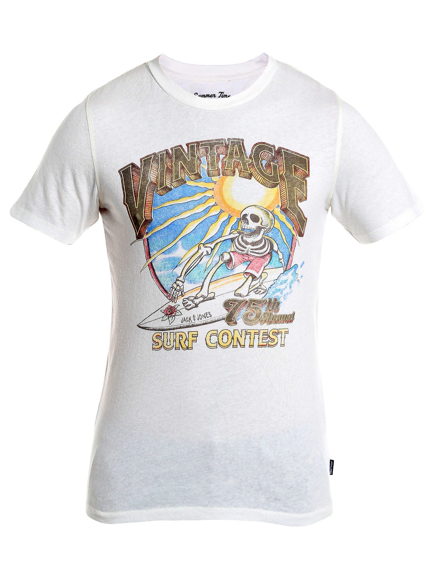 Graphic Print White Crew Neck T-Shirt