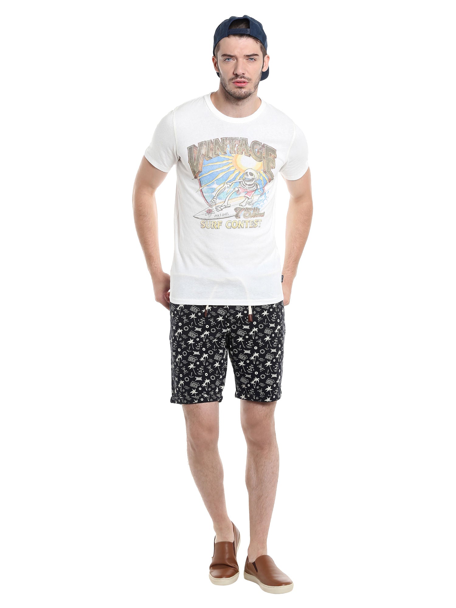 Graphic Print White Crew Neck T-Shirt