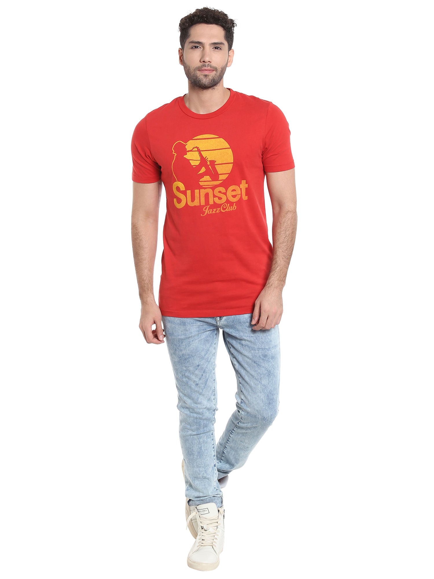 Red Graphic Print Crew Neck T-Shirt