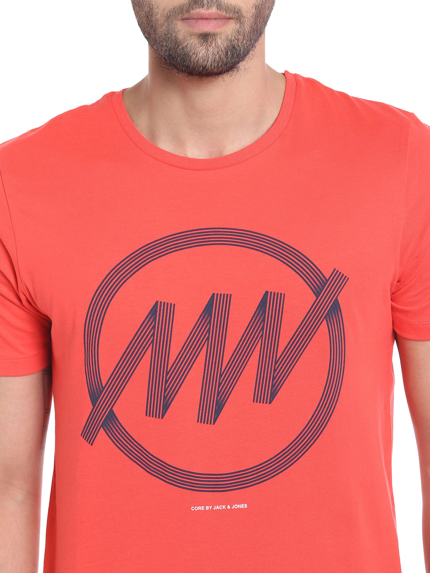 Orange Circular Stripes Crew Neck T-Shirt
