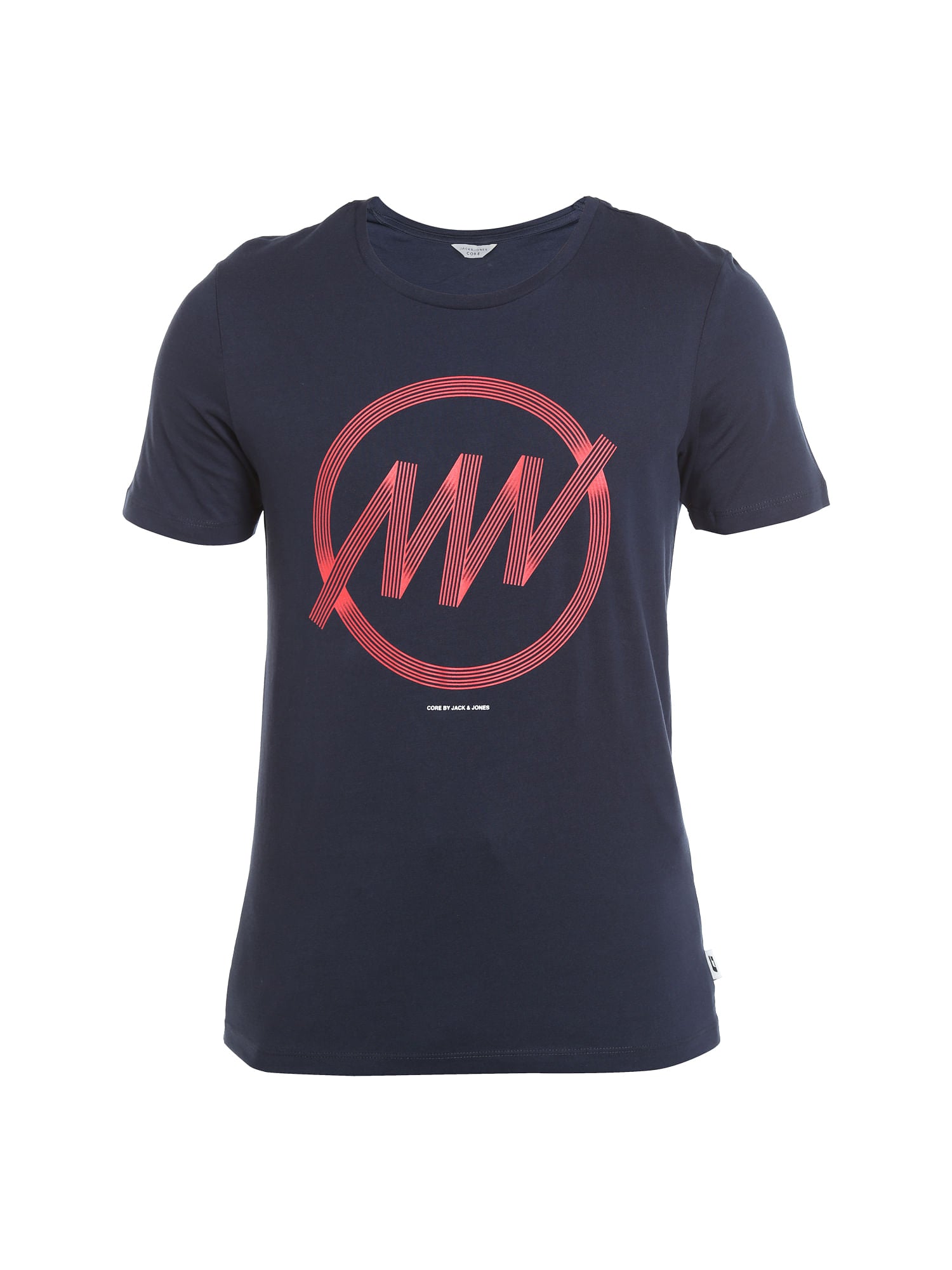 Dark Blue Circular Striped Crew Neck T-Shirt