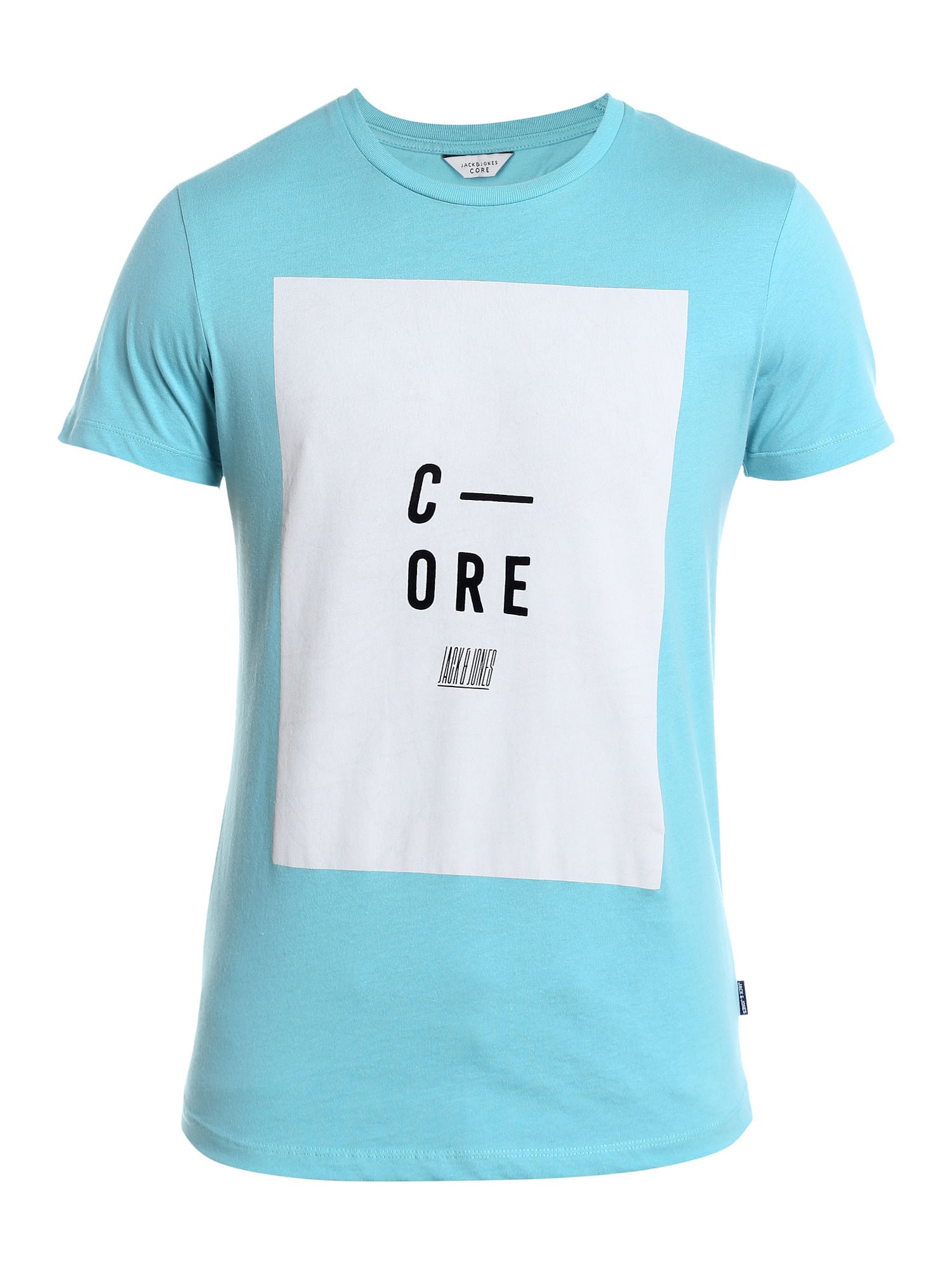 Aqua Blue Printed Slim Fit T-Shirt