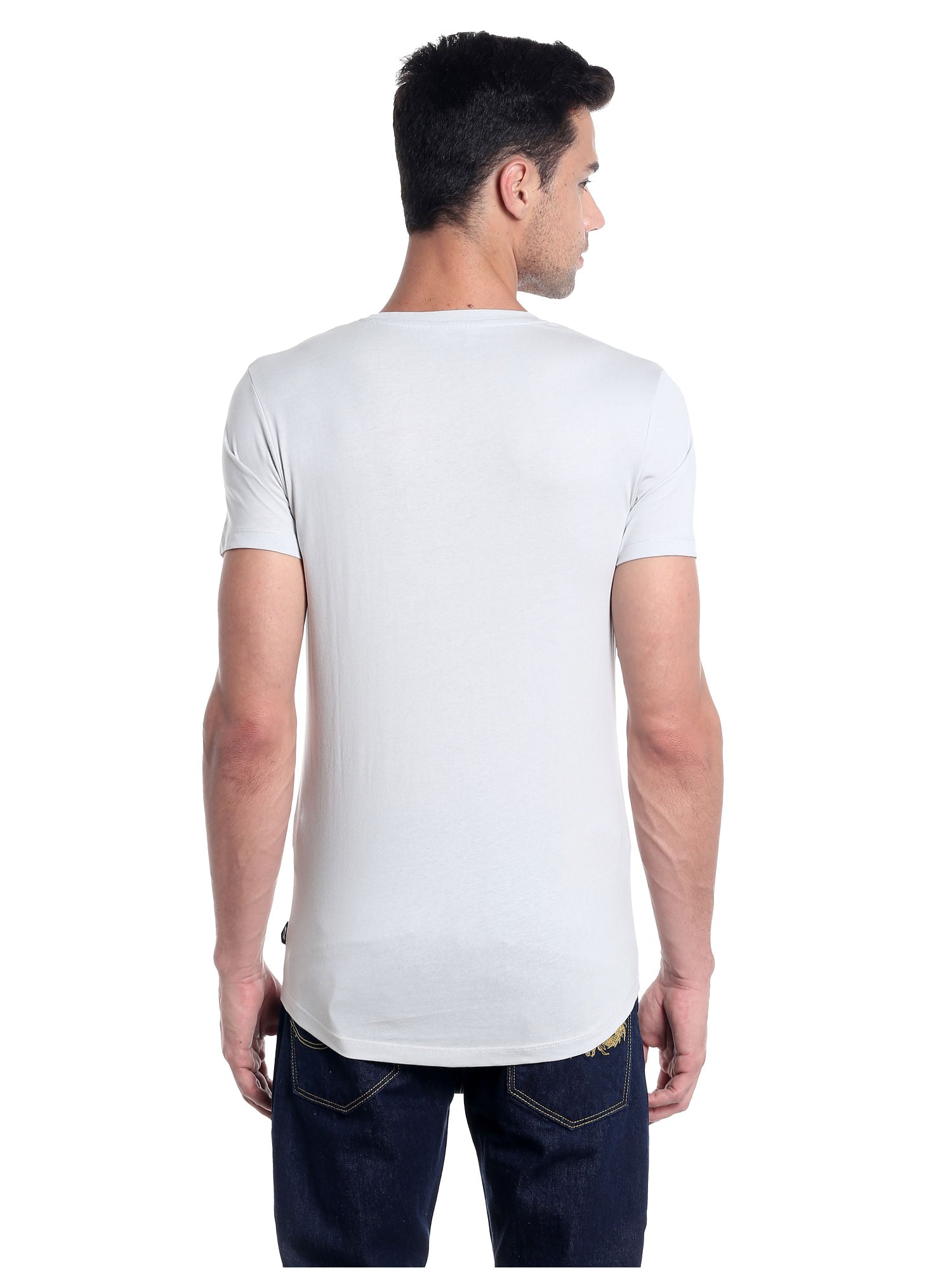 Grey Printed Slim Fit T-Shirt