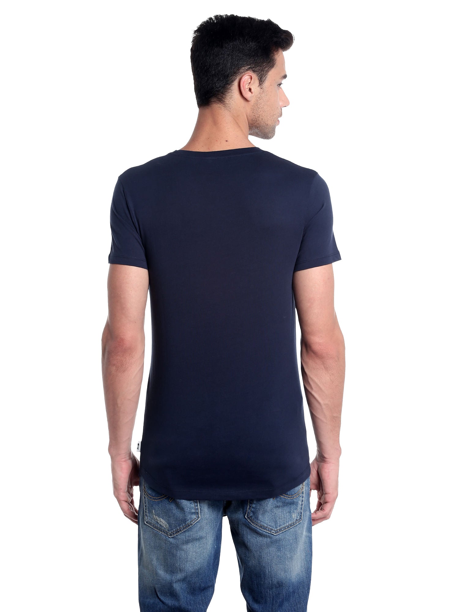 Dark Blue Printed Slim Fit T-Shirt