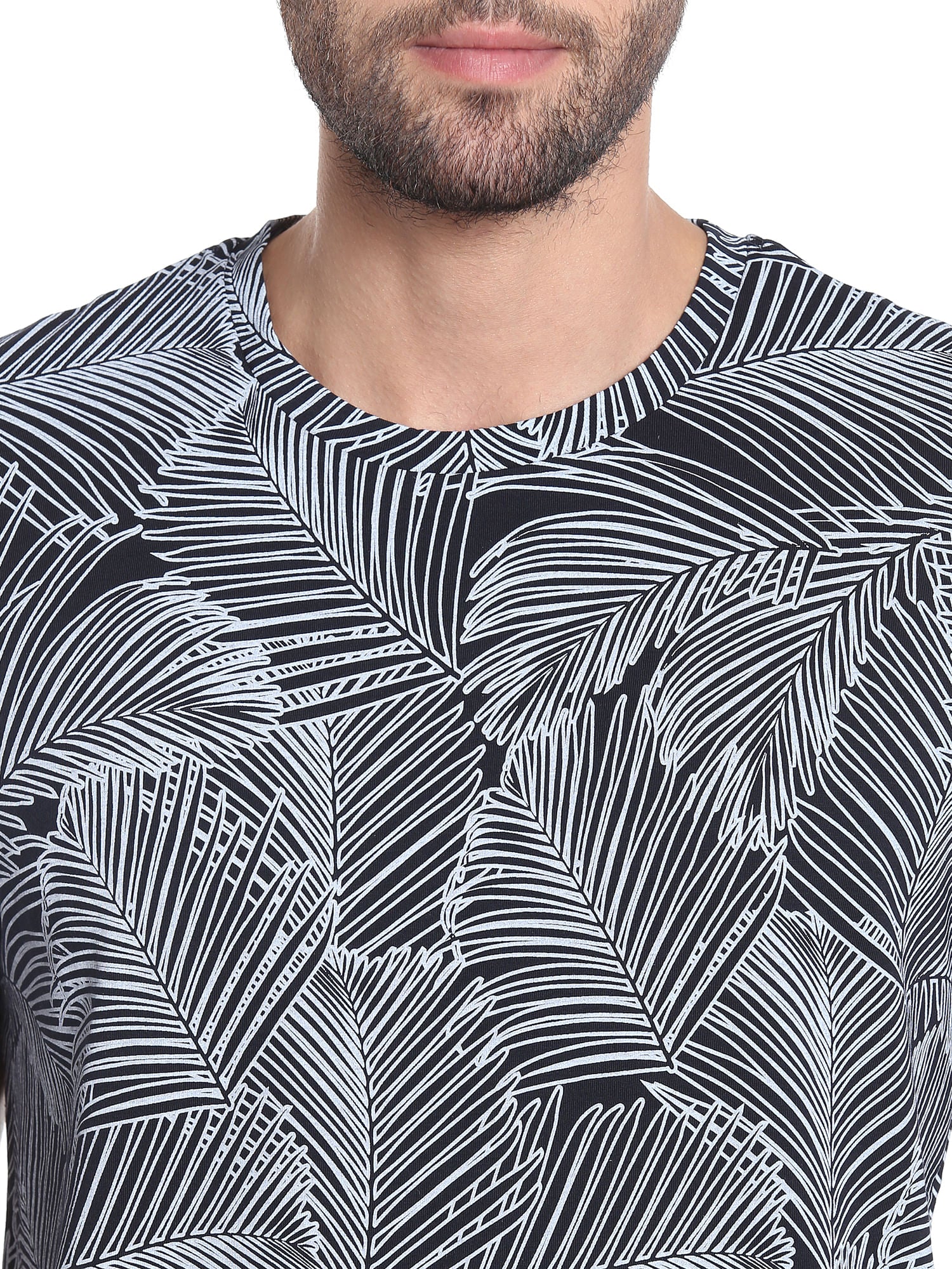 Dark Navy Abstract Print Crew Neck T-Shirt