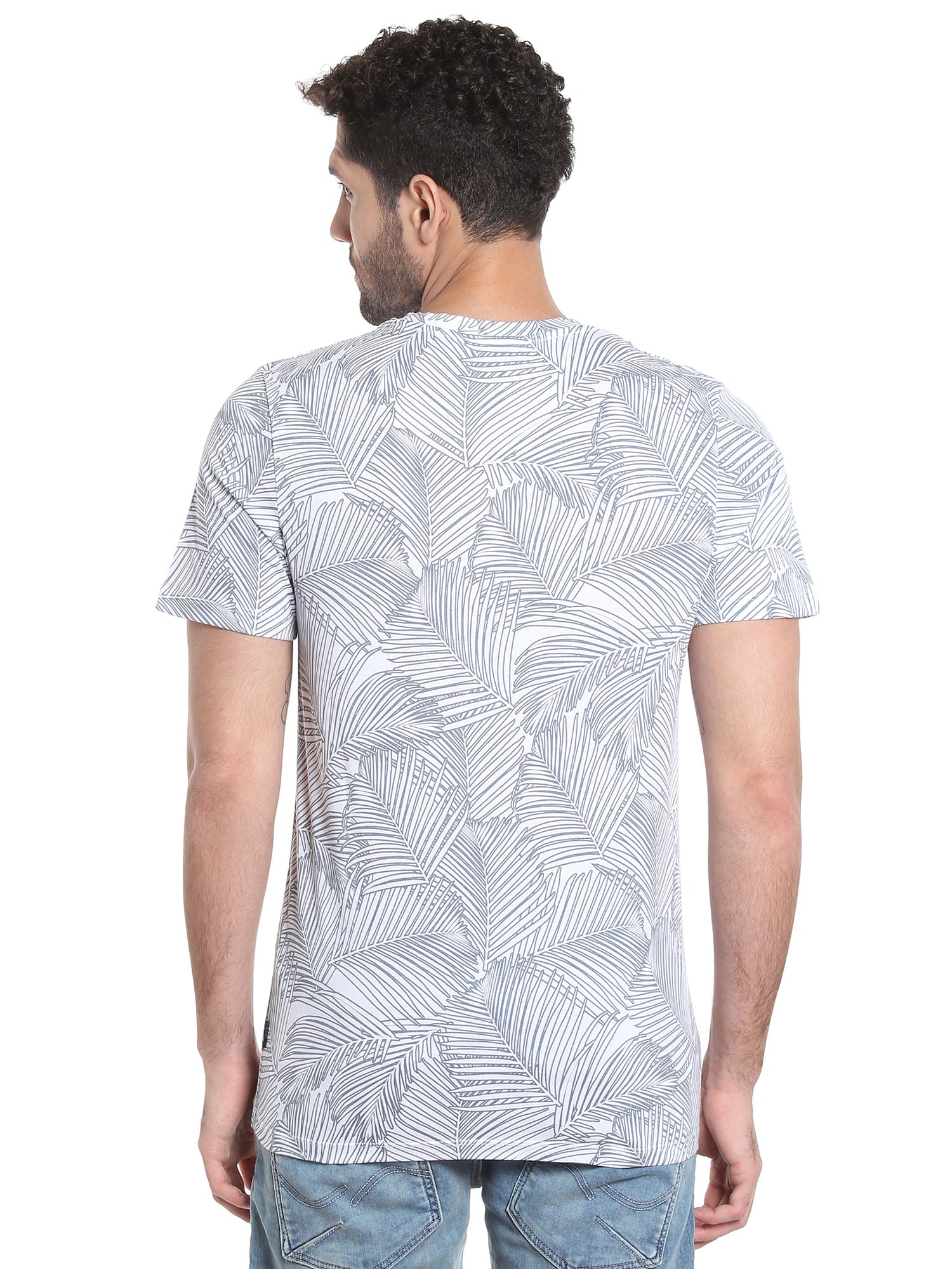 White Abstract Print Crew Neck T-Shirt
