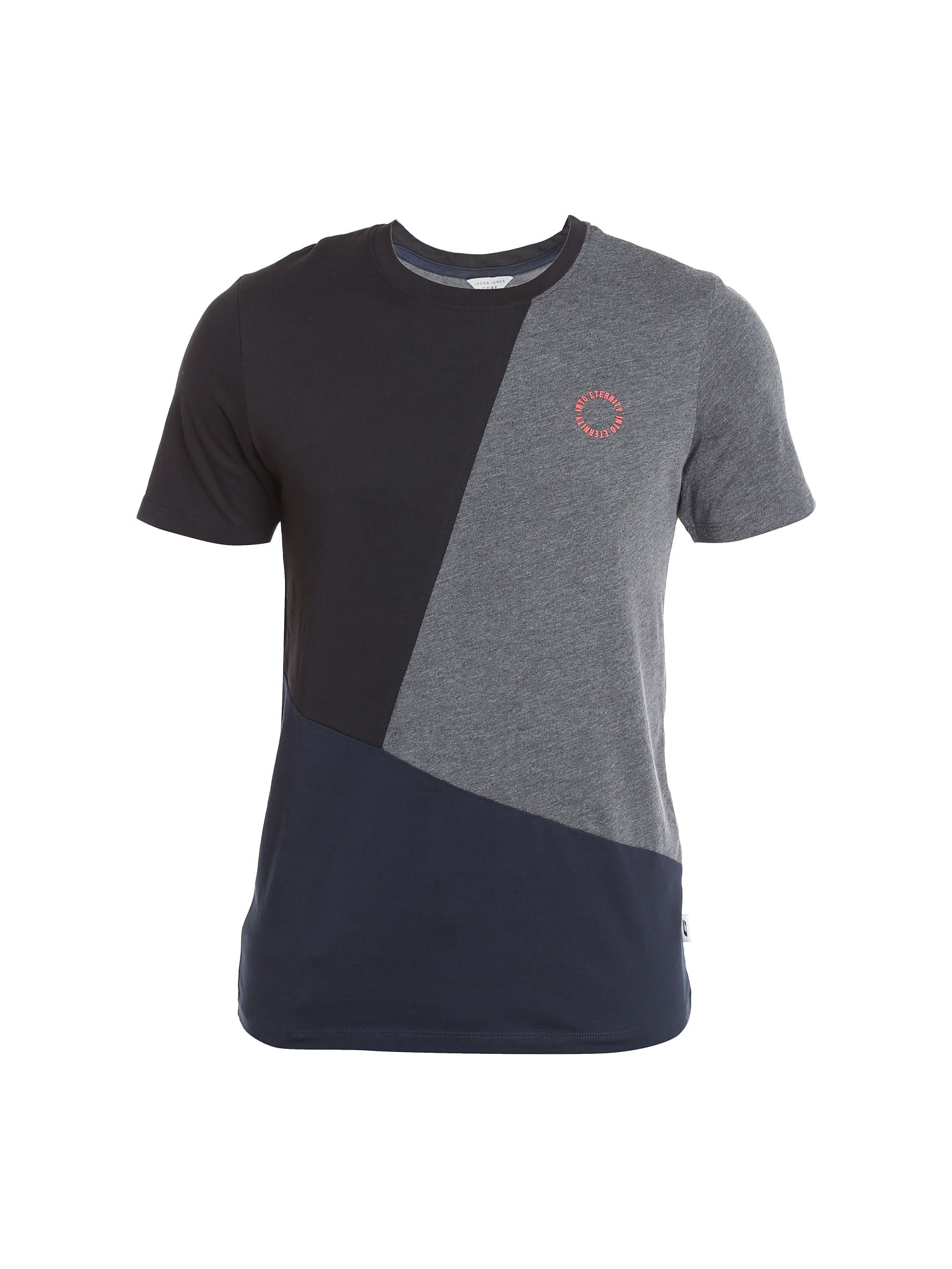 Black Colour Blocked Crew Neck T-Shirt