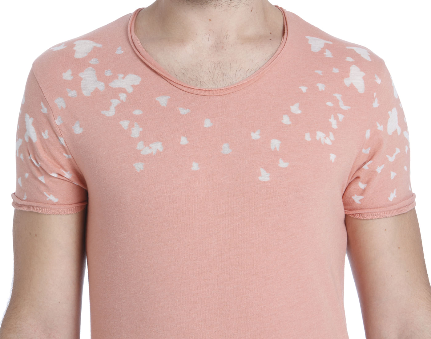 Peach Printed Slim Fit T-Shirt