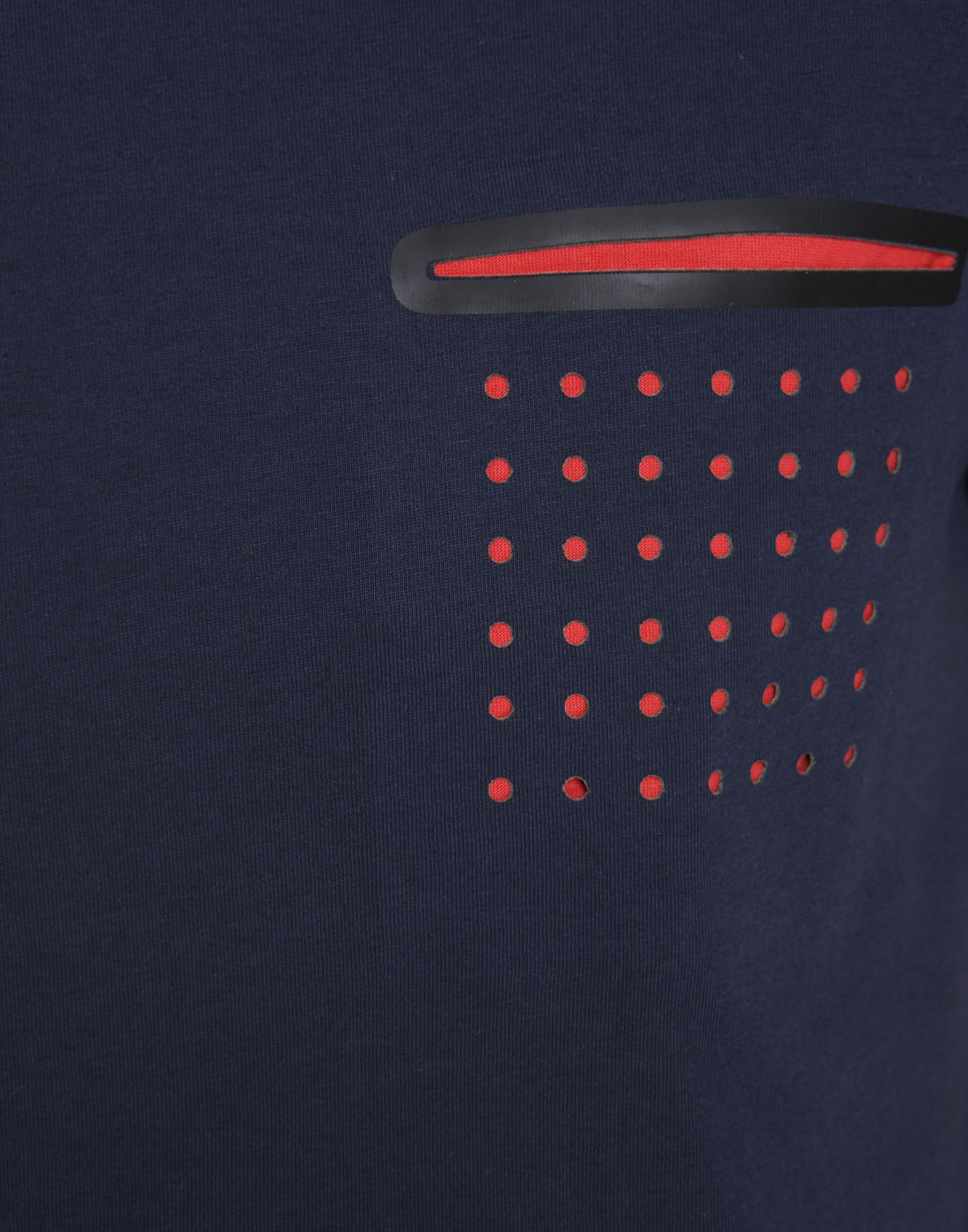 Blue Crew Neck T-Shirt With An Orange Front Pocket Detail