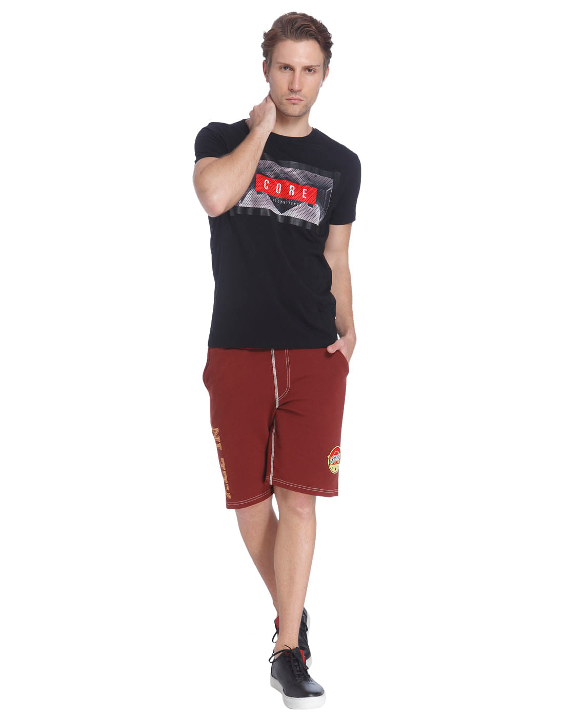 Black Graphic Print Crew Neck T-Shirt