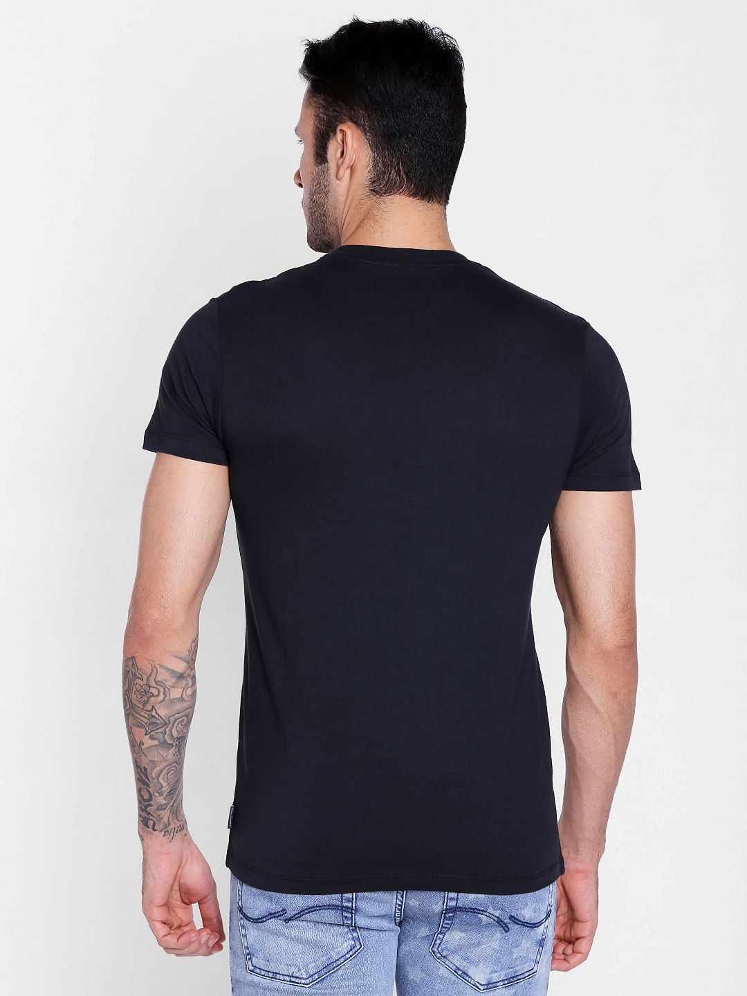 Black Graphic Print Crew Neck T-Shirt