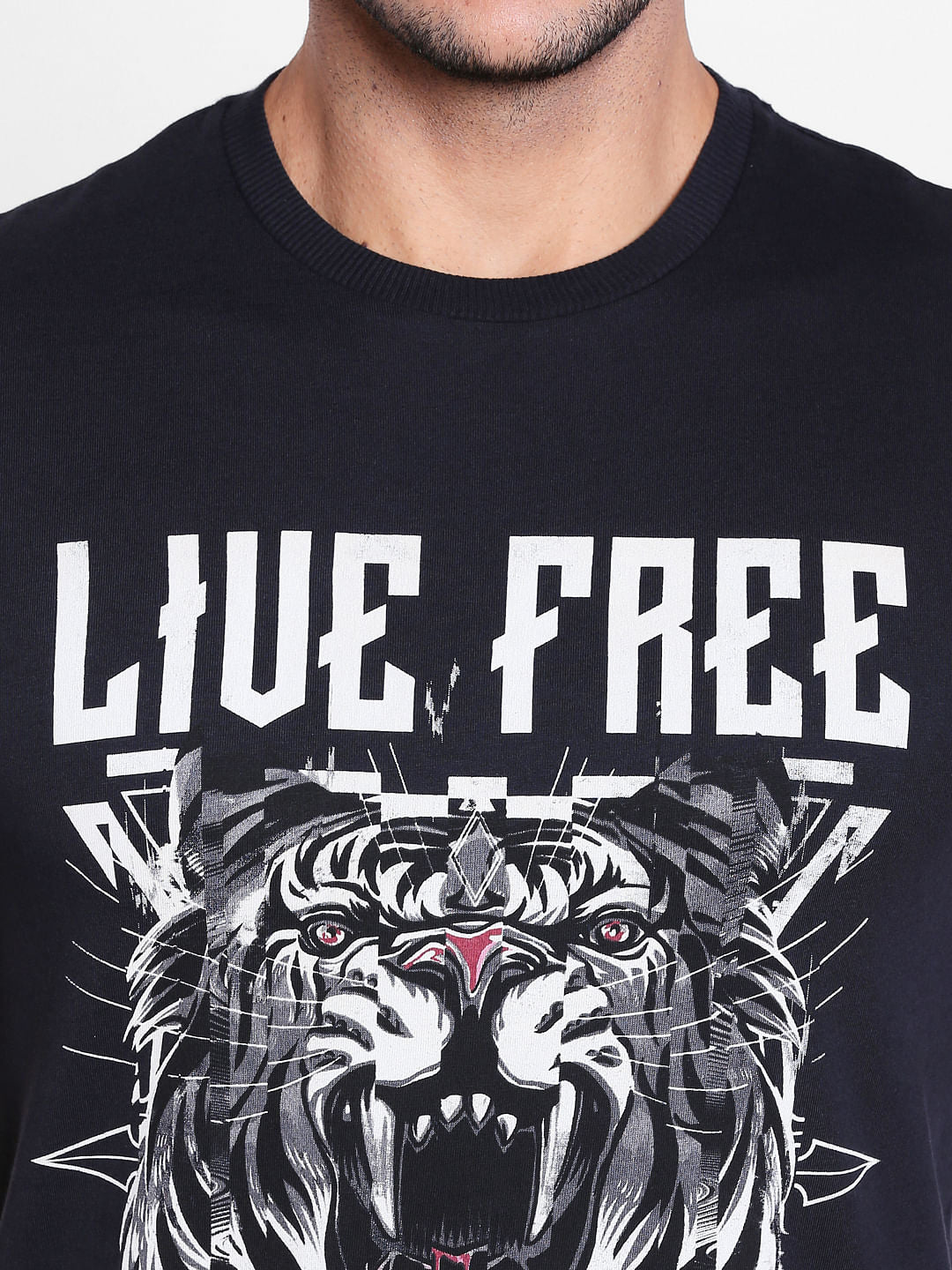 Black Graphic Print Crew Neck T-Shirt