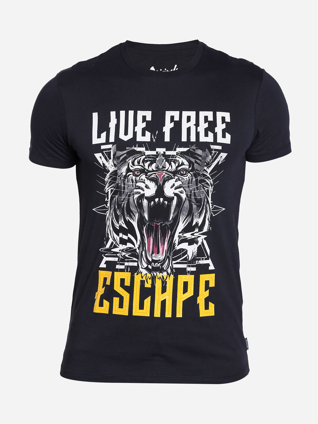 Black Graphic Print Crew Neck T-Shirt