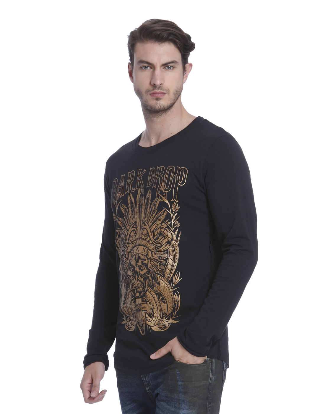 Black Graphic Print Crew Neck T-Shirt