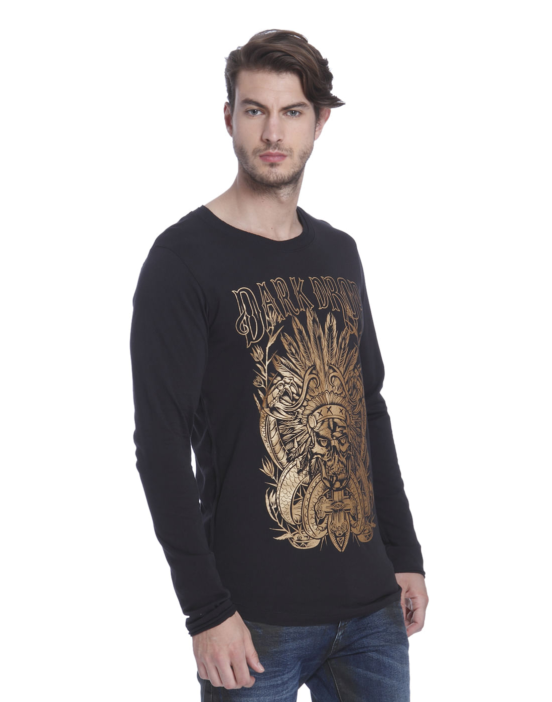 Black Graphic Print Crew Neck T-Shirt