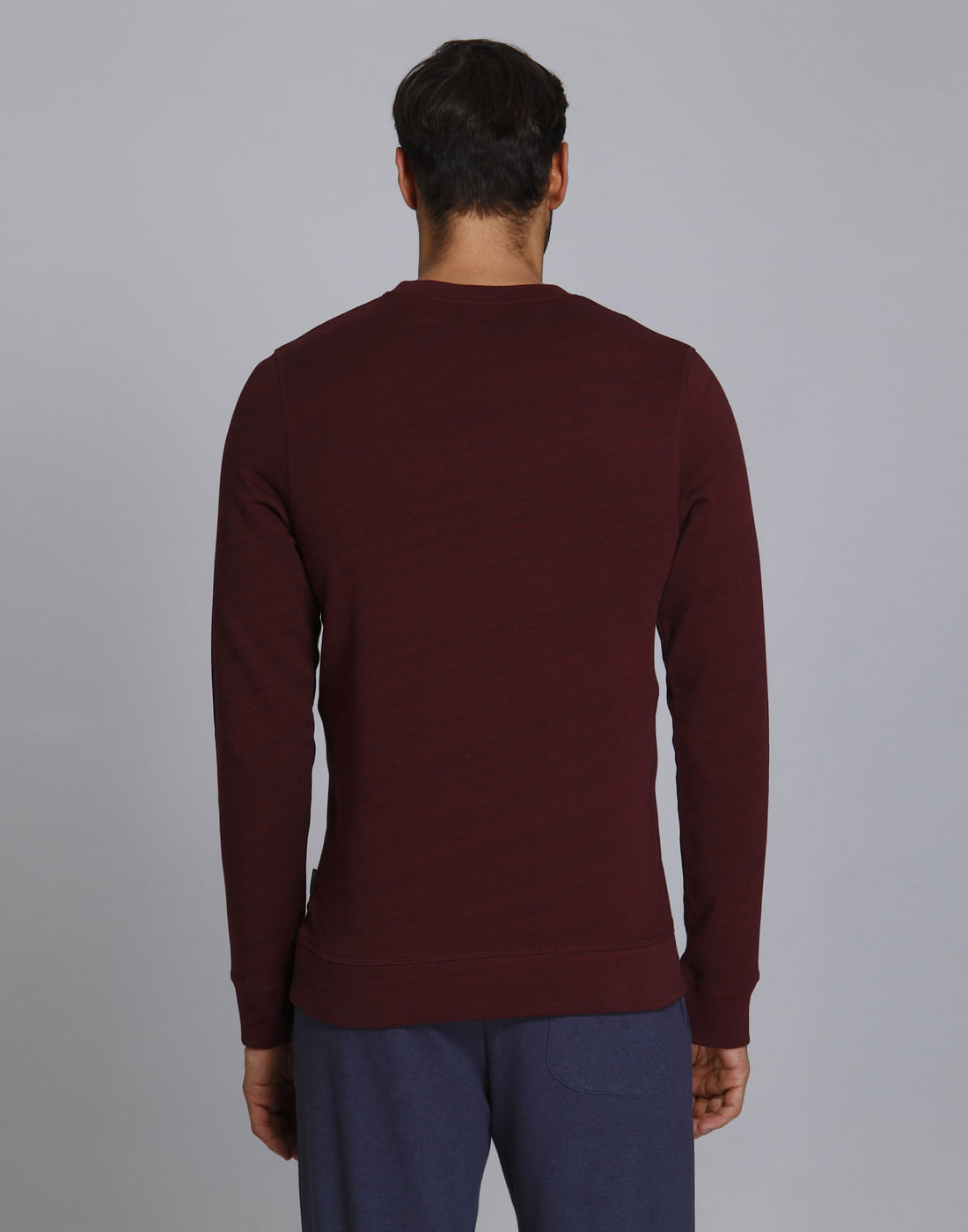 Maroon Text Print Crew Neck Sweatshirt