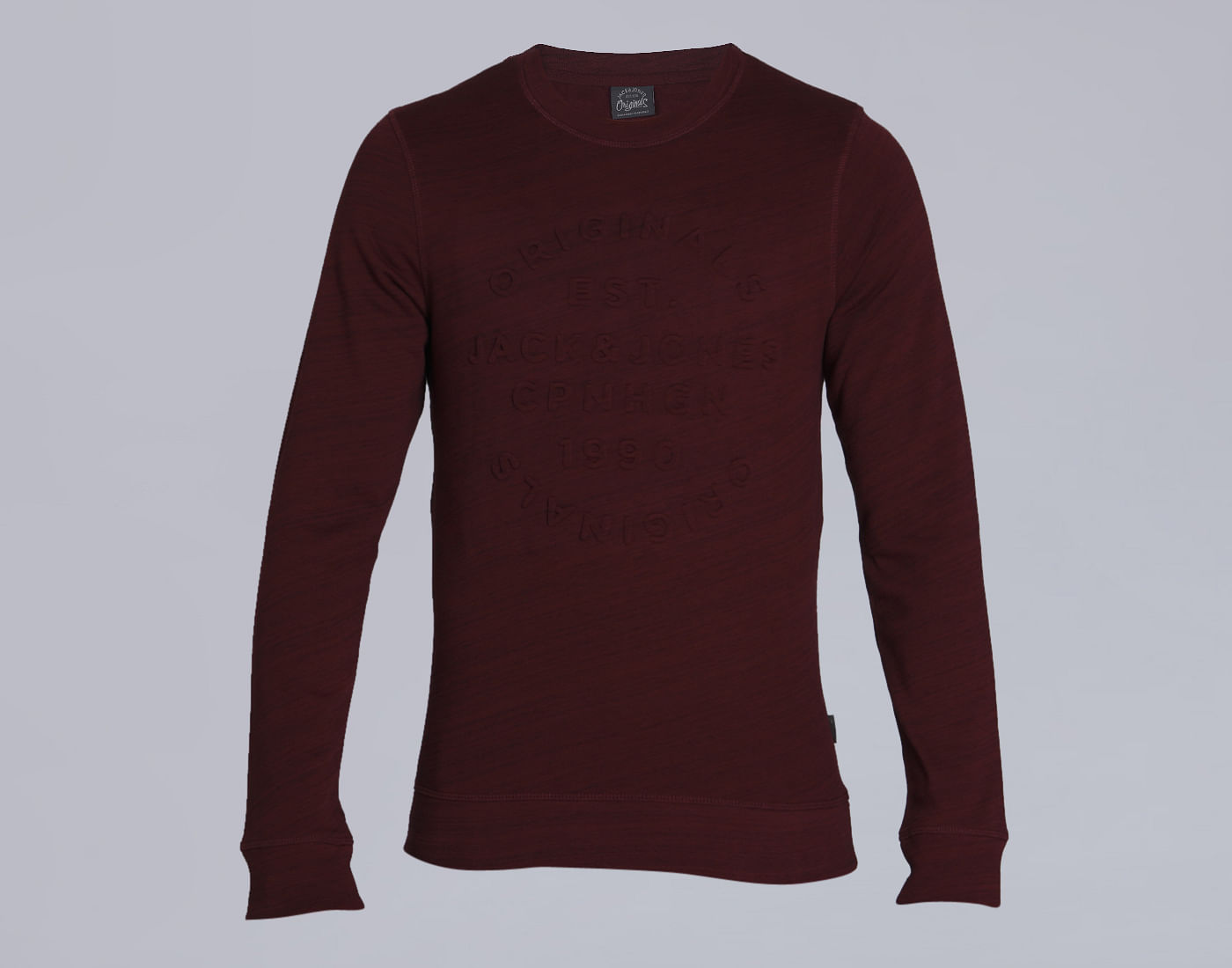 Maroon Text Print Crew Neck Sweatshirt