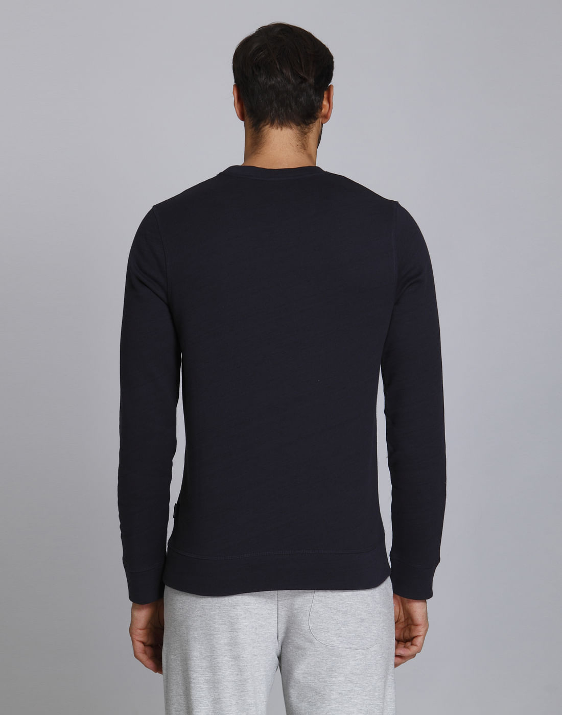 Blue Text Print Crew Neck Sweatshirt