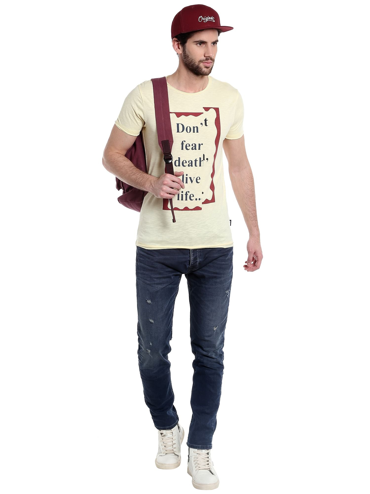Yellow Slogan Print T-Shirt