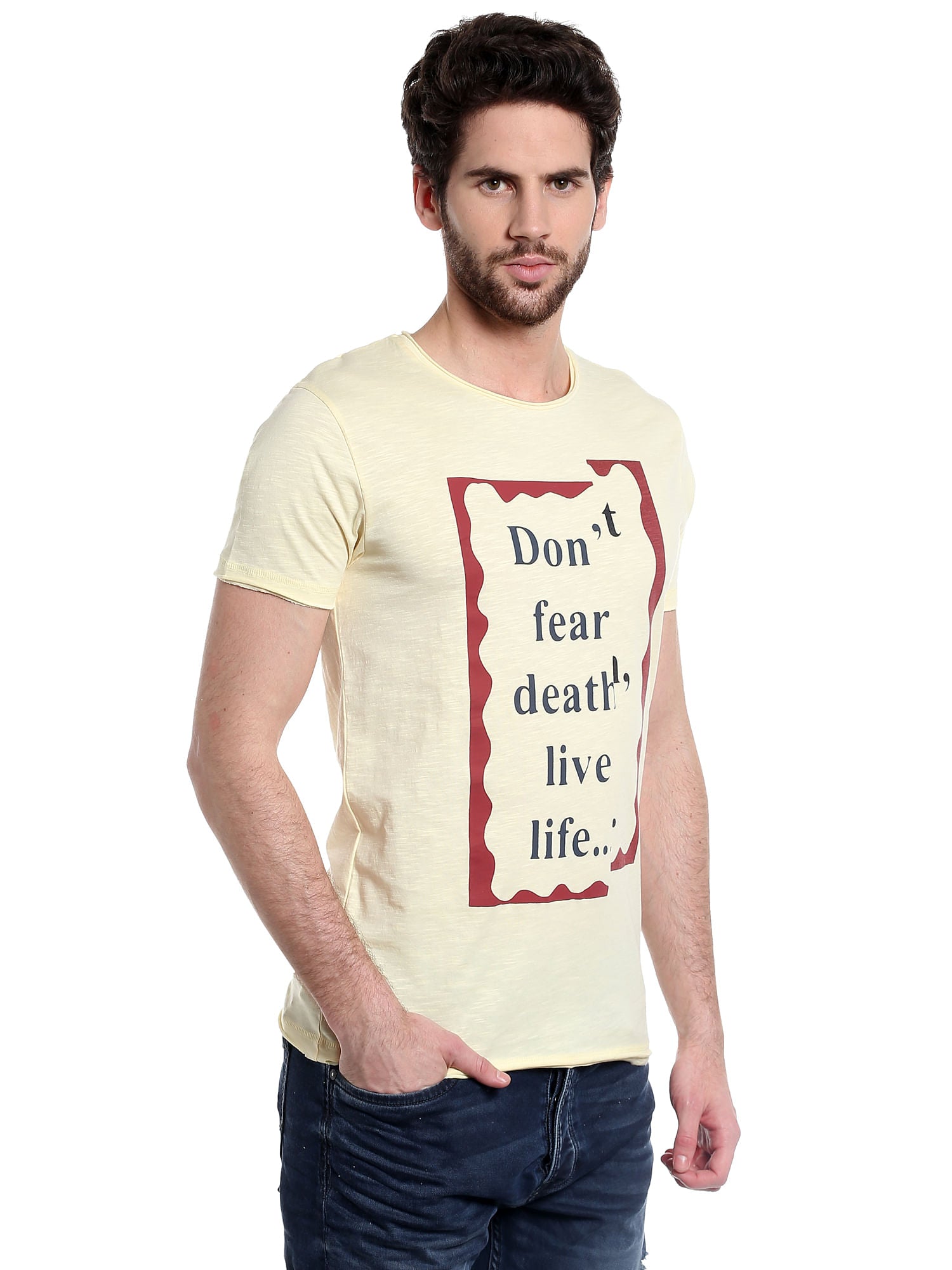 Yellow Slogan Print T-Shirt