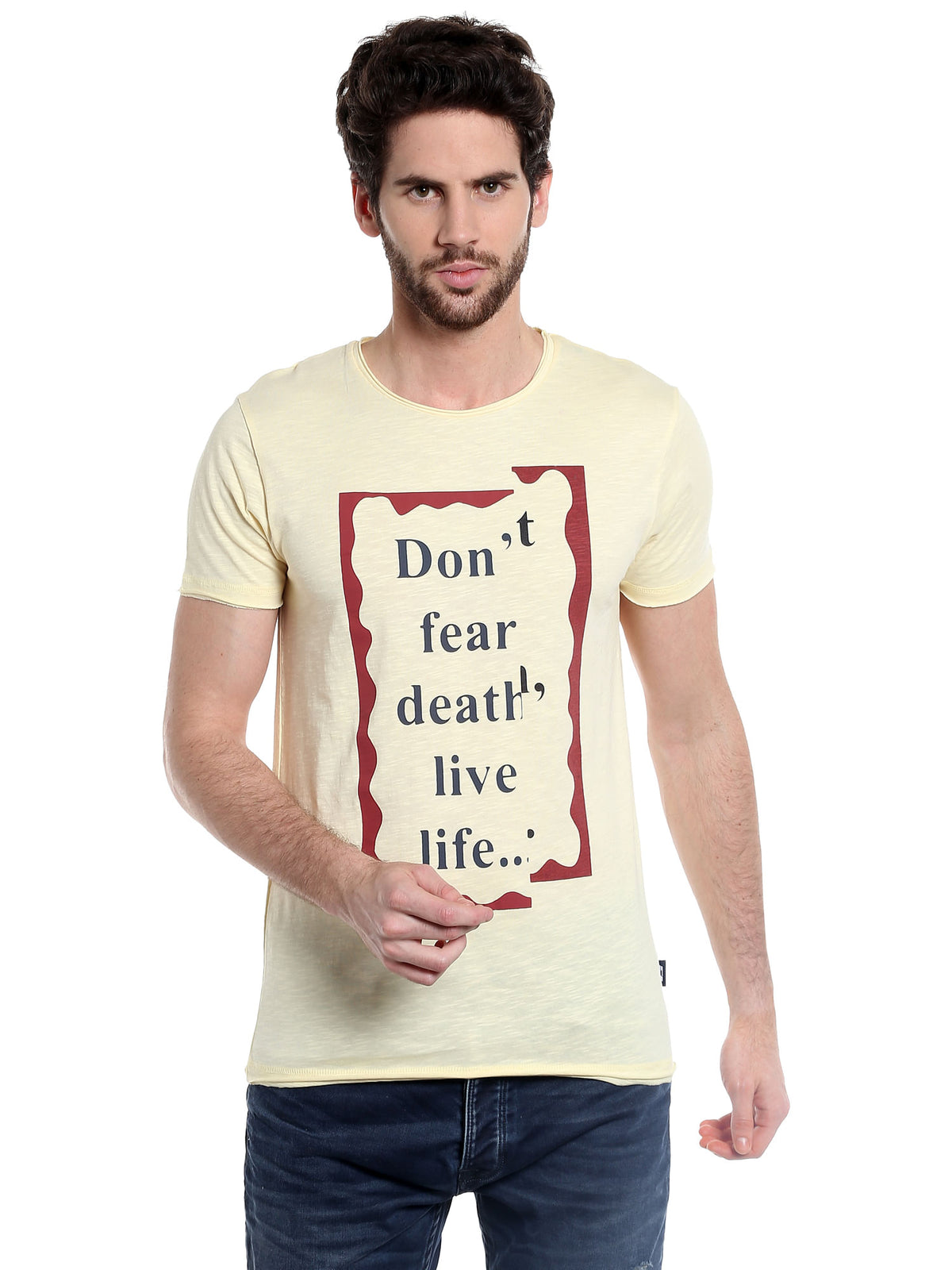 Yellow Slogan Print T-Shirt - S
