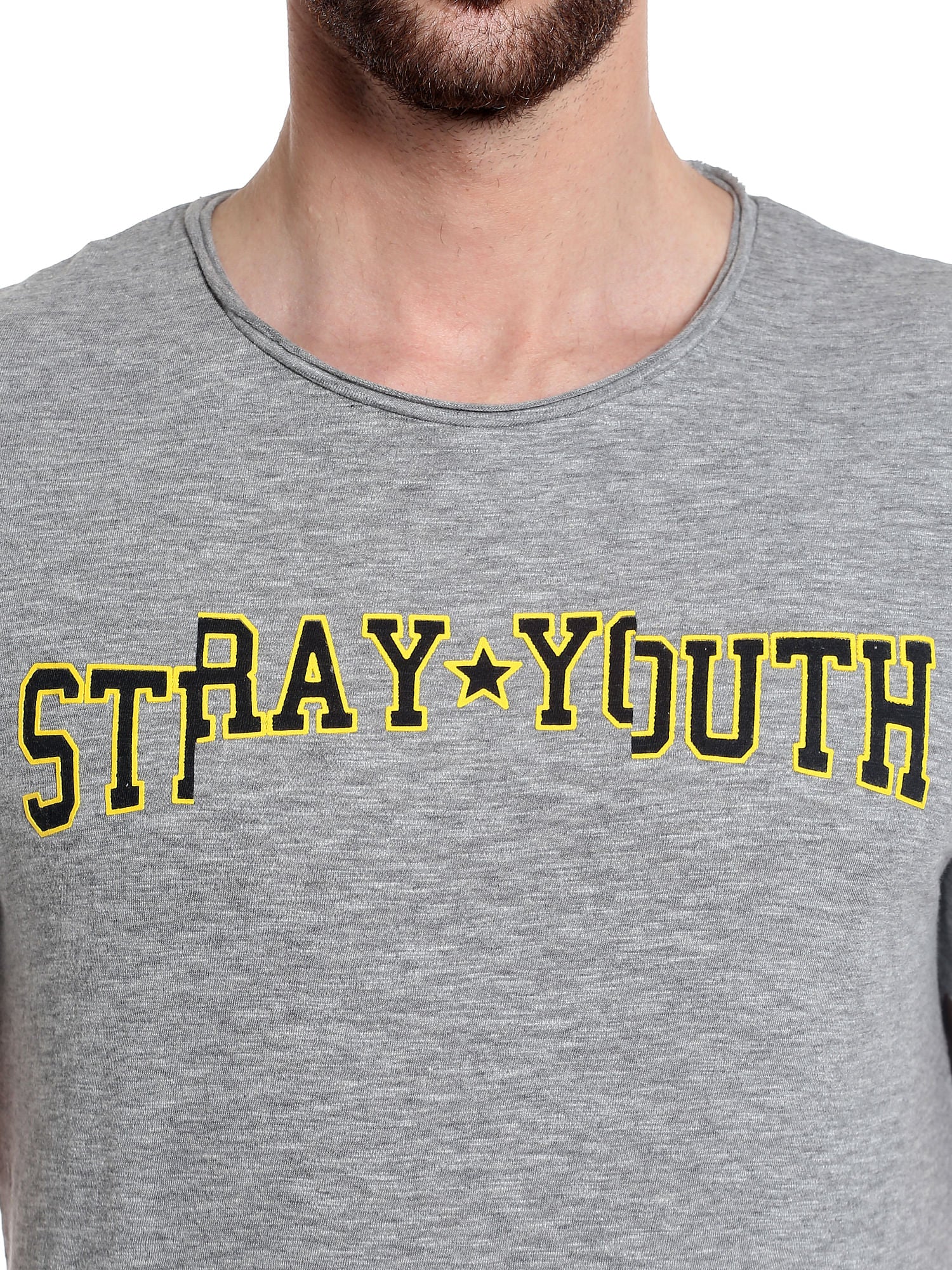 Grey Slogan Print Crew Neck T-Shirt