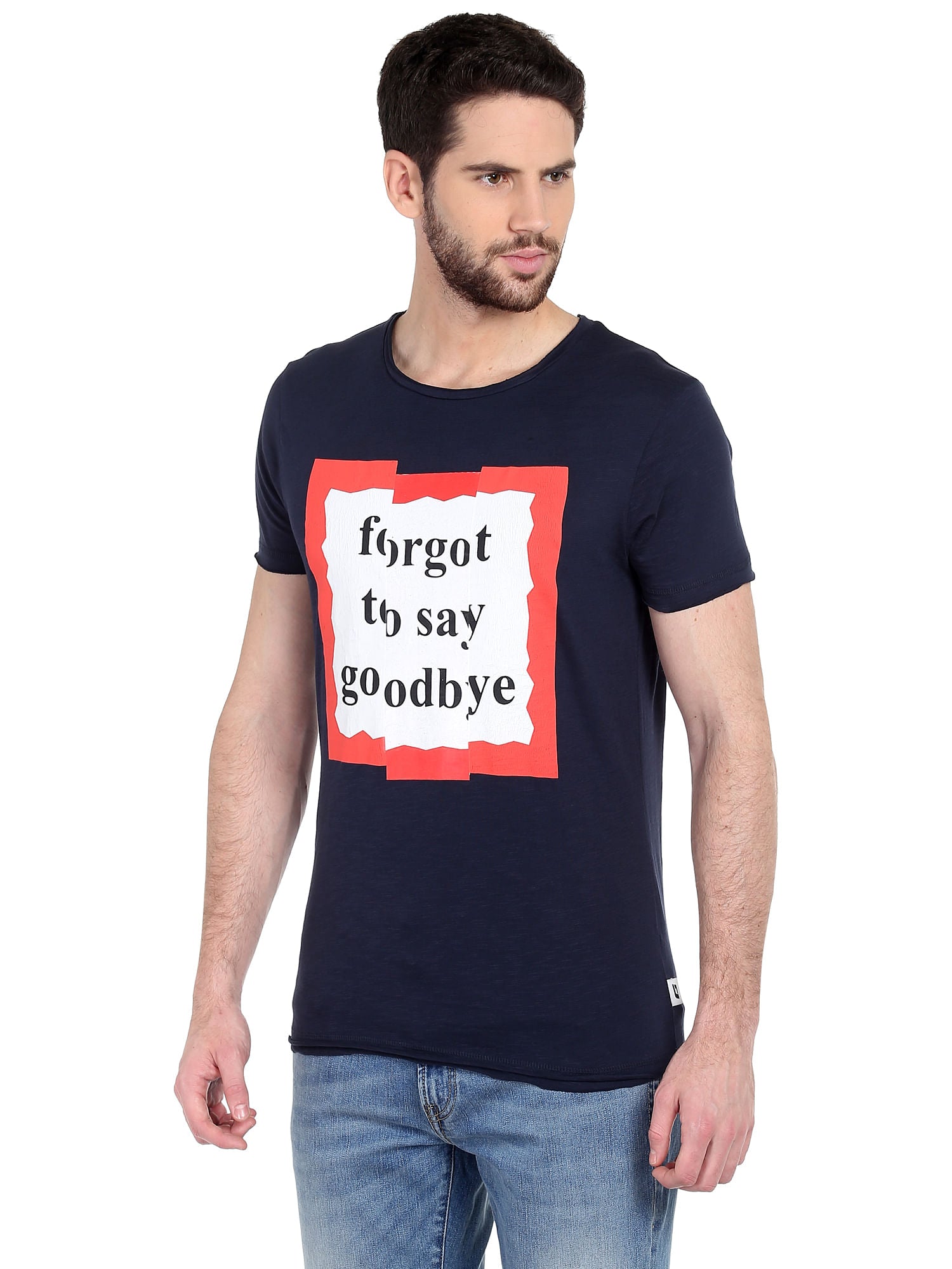 Blue Slogan Print T-Shirt