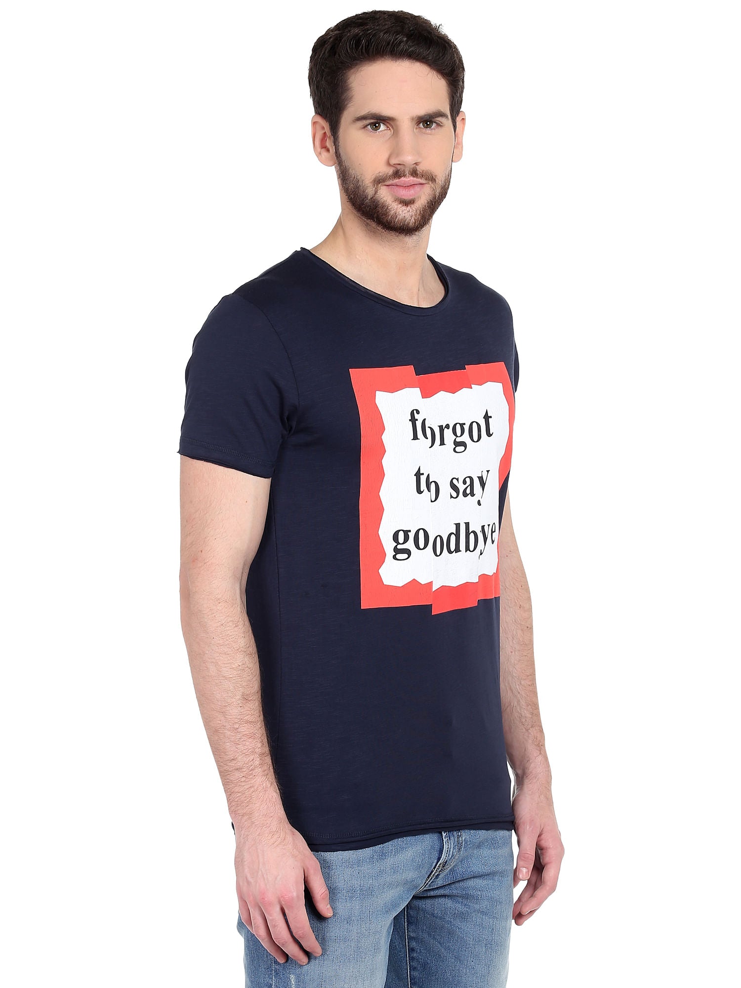 Blue Slogan Print T-Shirt