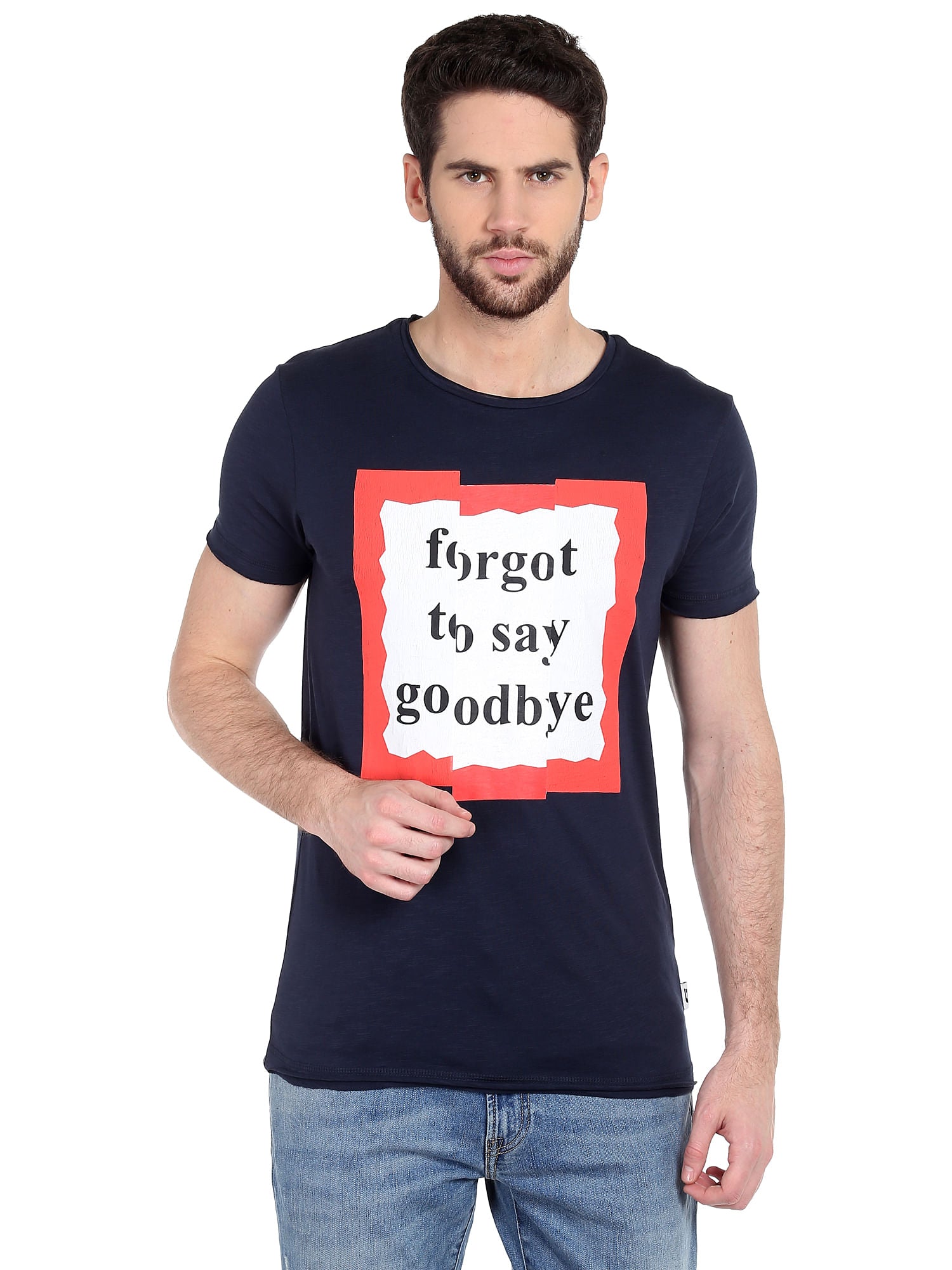 Blue Slogan Print T-Shirt