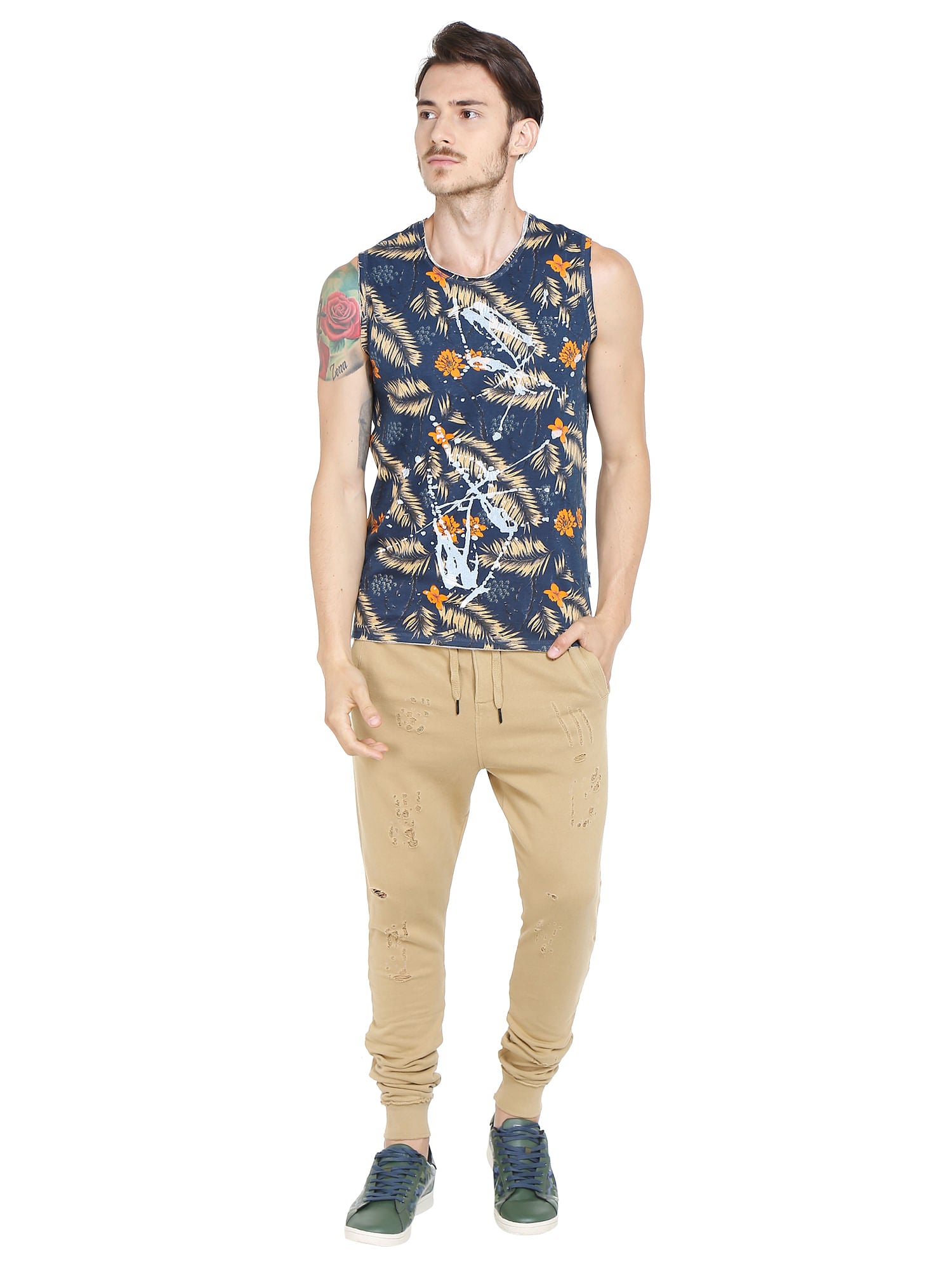Blue Floral & Fauna Tank Top