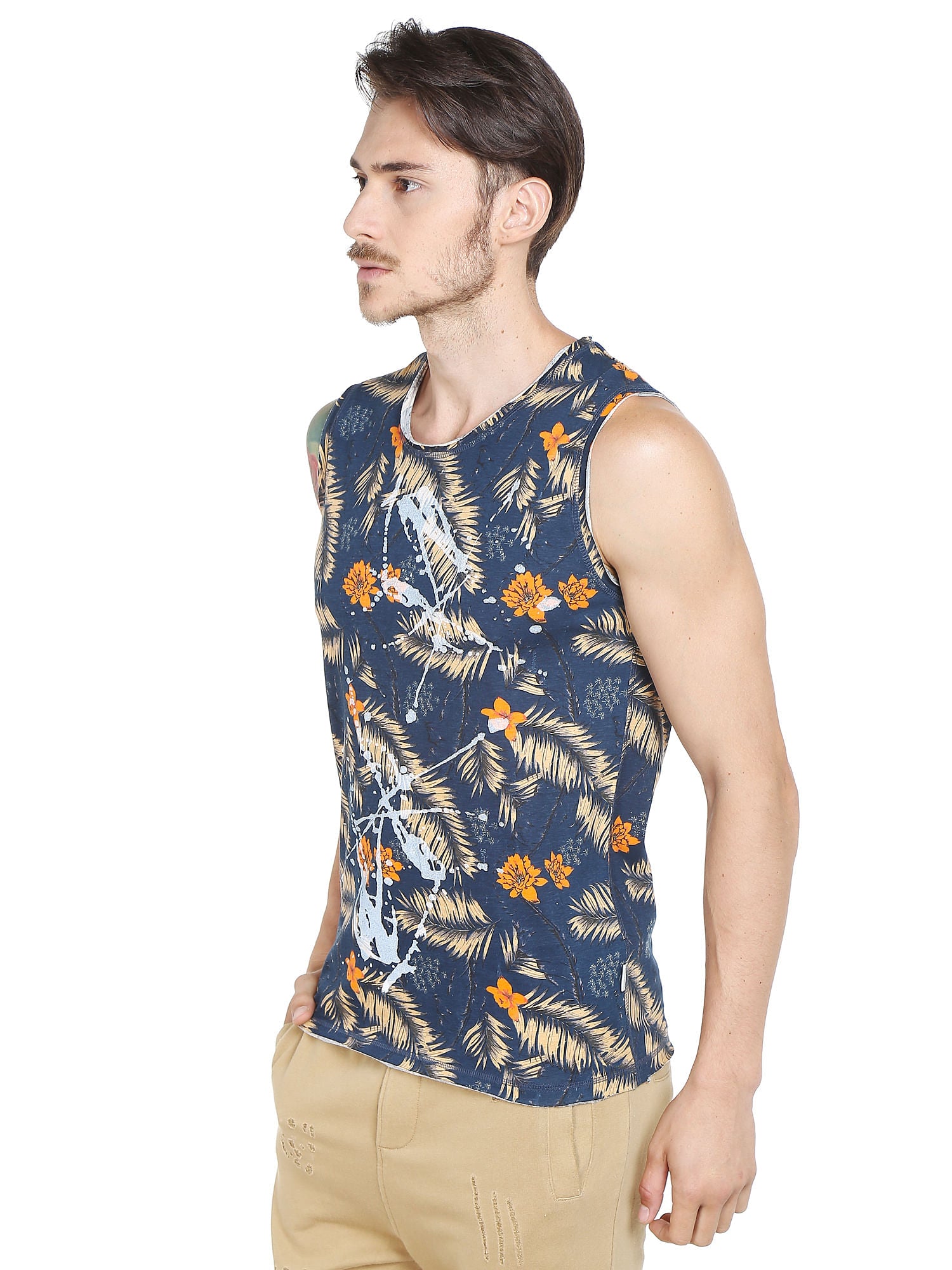 Blue Floral & Fauna Tank Top