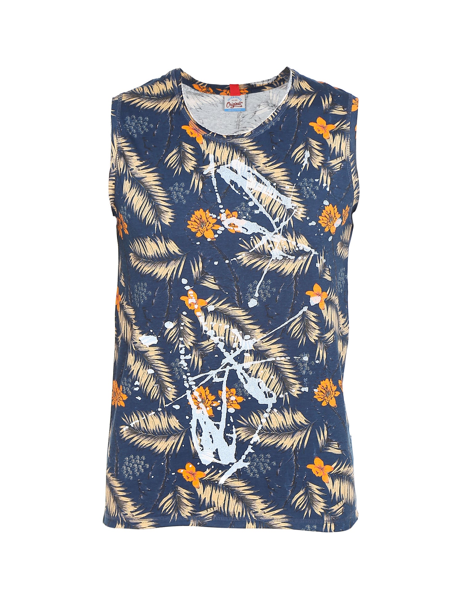 Blue Floral & Fauna Tank Top