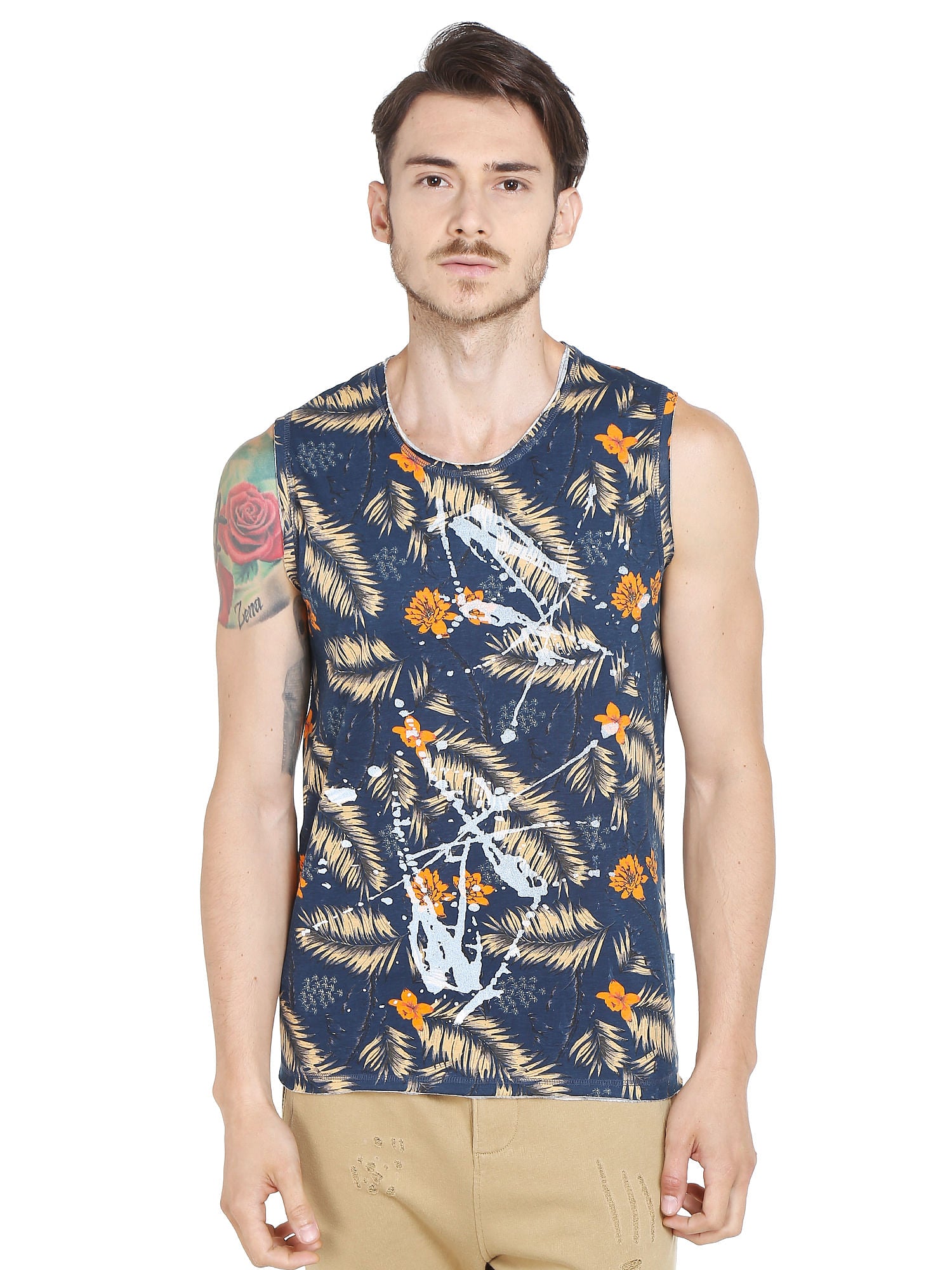 Blue Floral & Fauna Tank Top