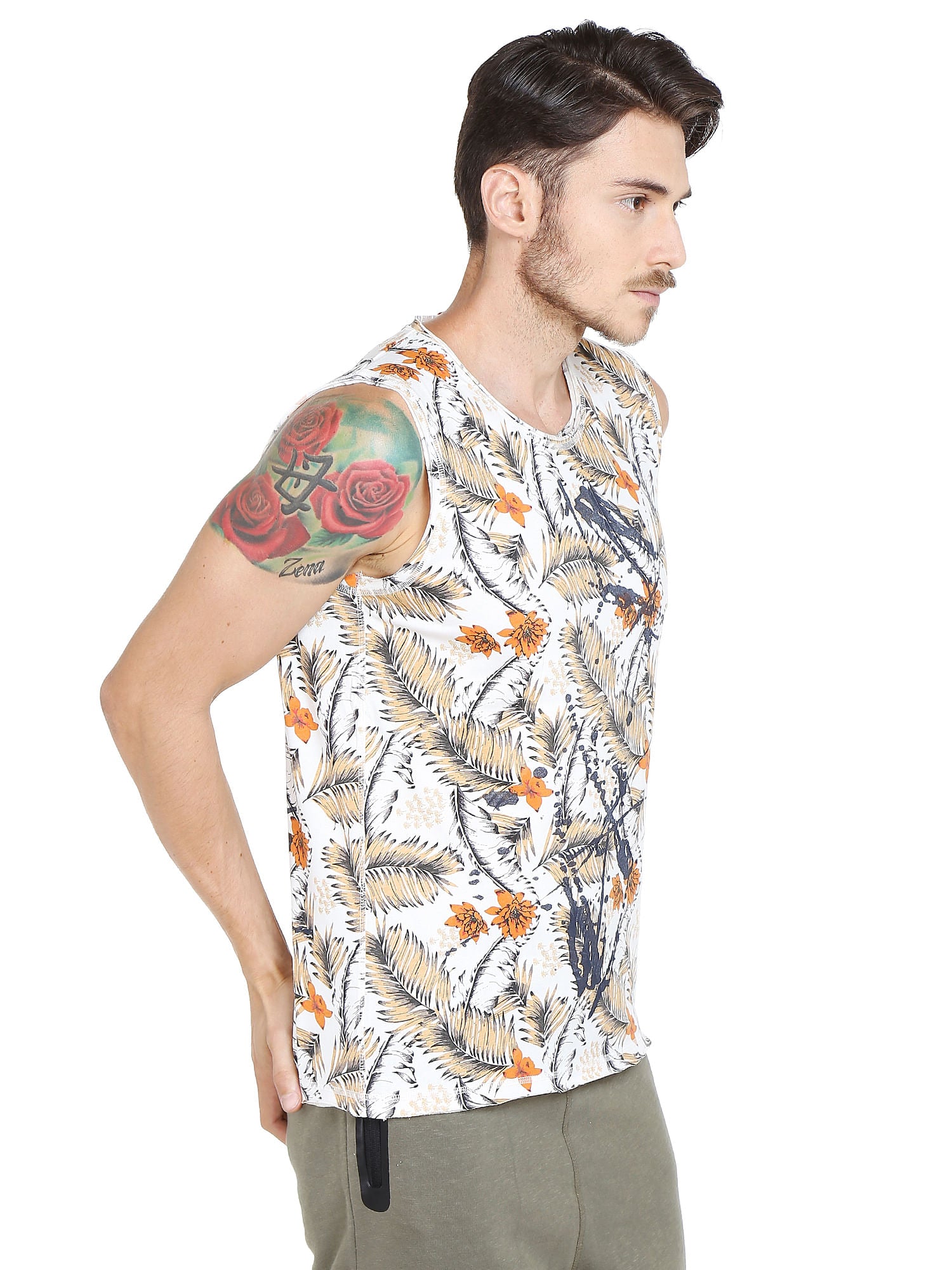 White Floral & Fauna Tank Top