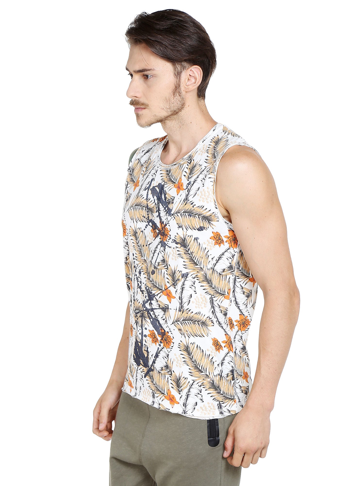 White Floral & Fauna Tank Top