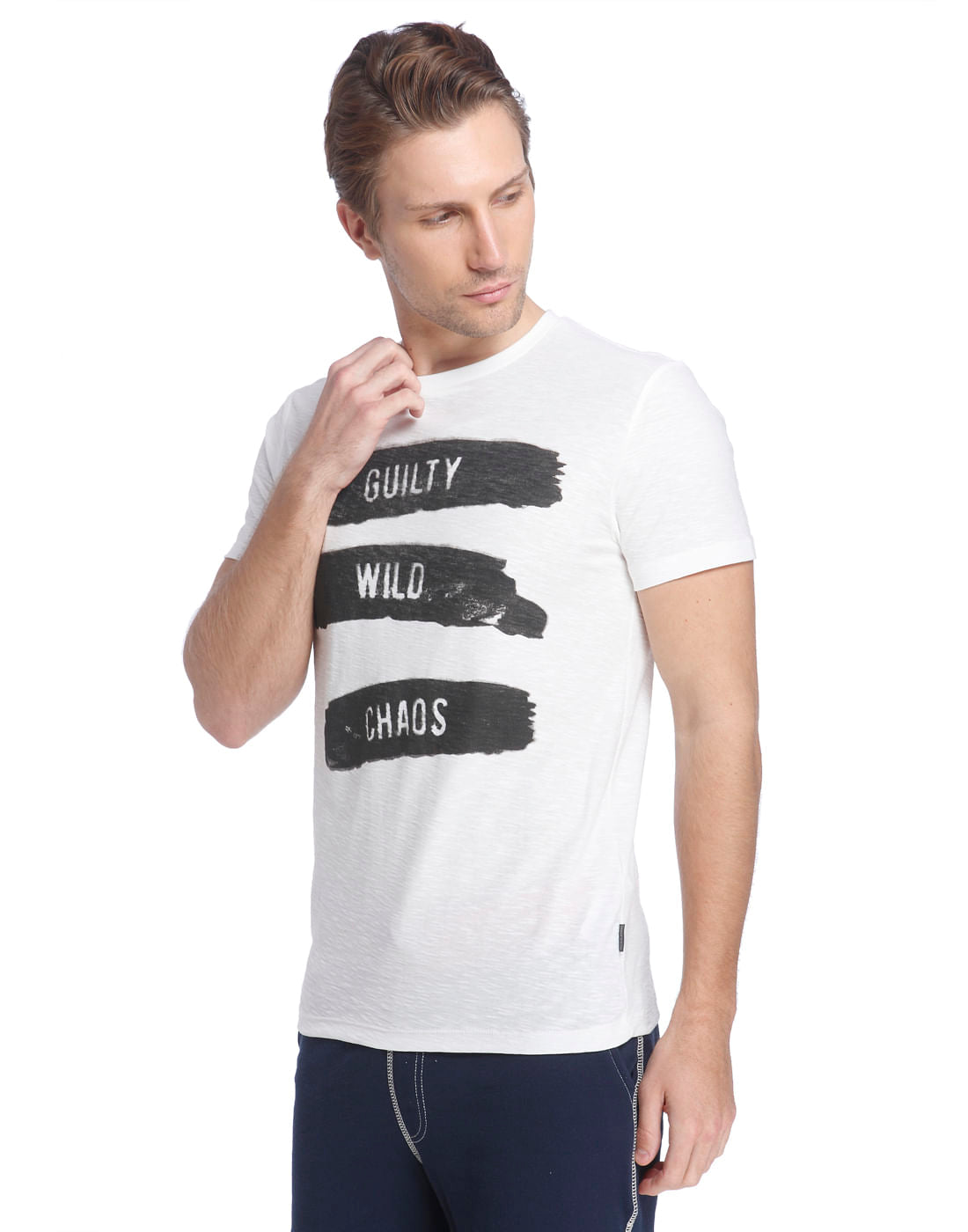 White Crew Neck Slogan T-Shirt