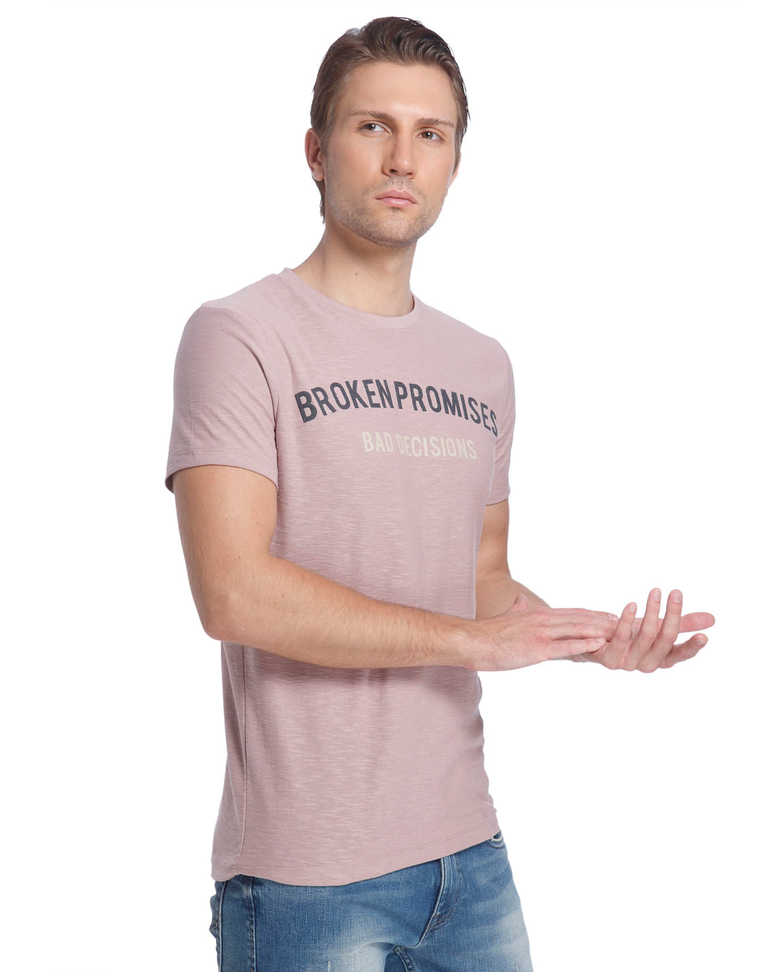 Purple Crew Neck Slogan T-Shirt