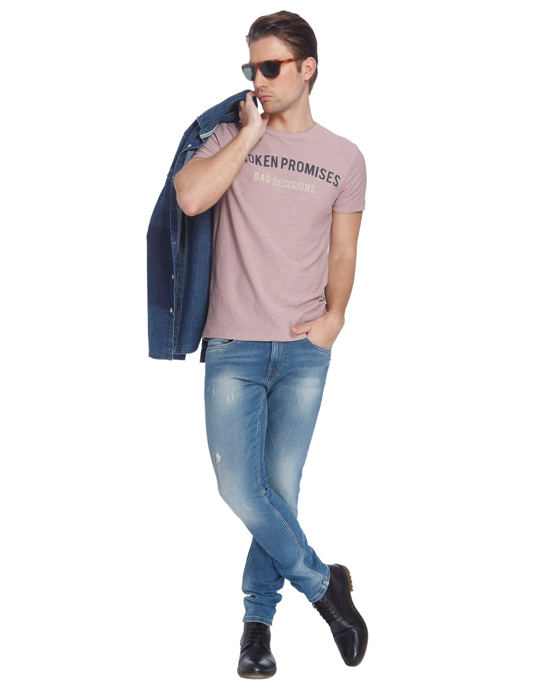 Purple Crew Neck Slogan T-Shirt