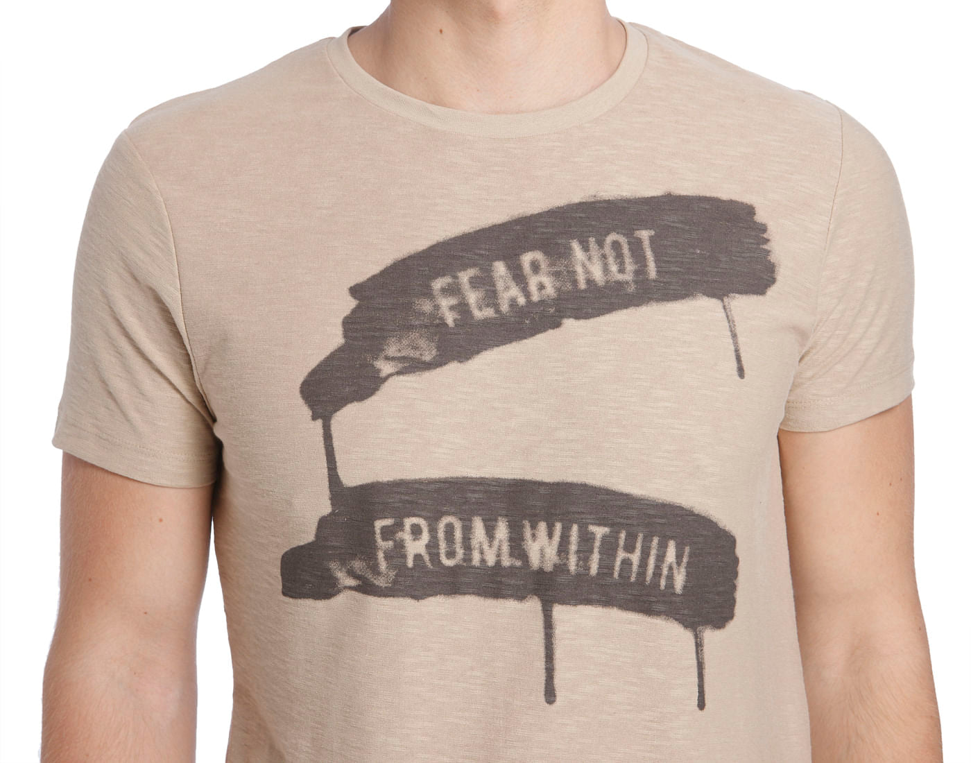 Brown Crew Neck Slogan T-Shirt