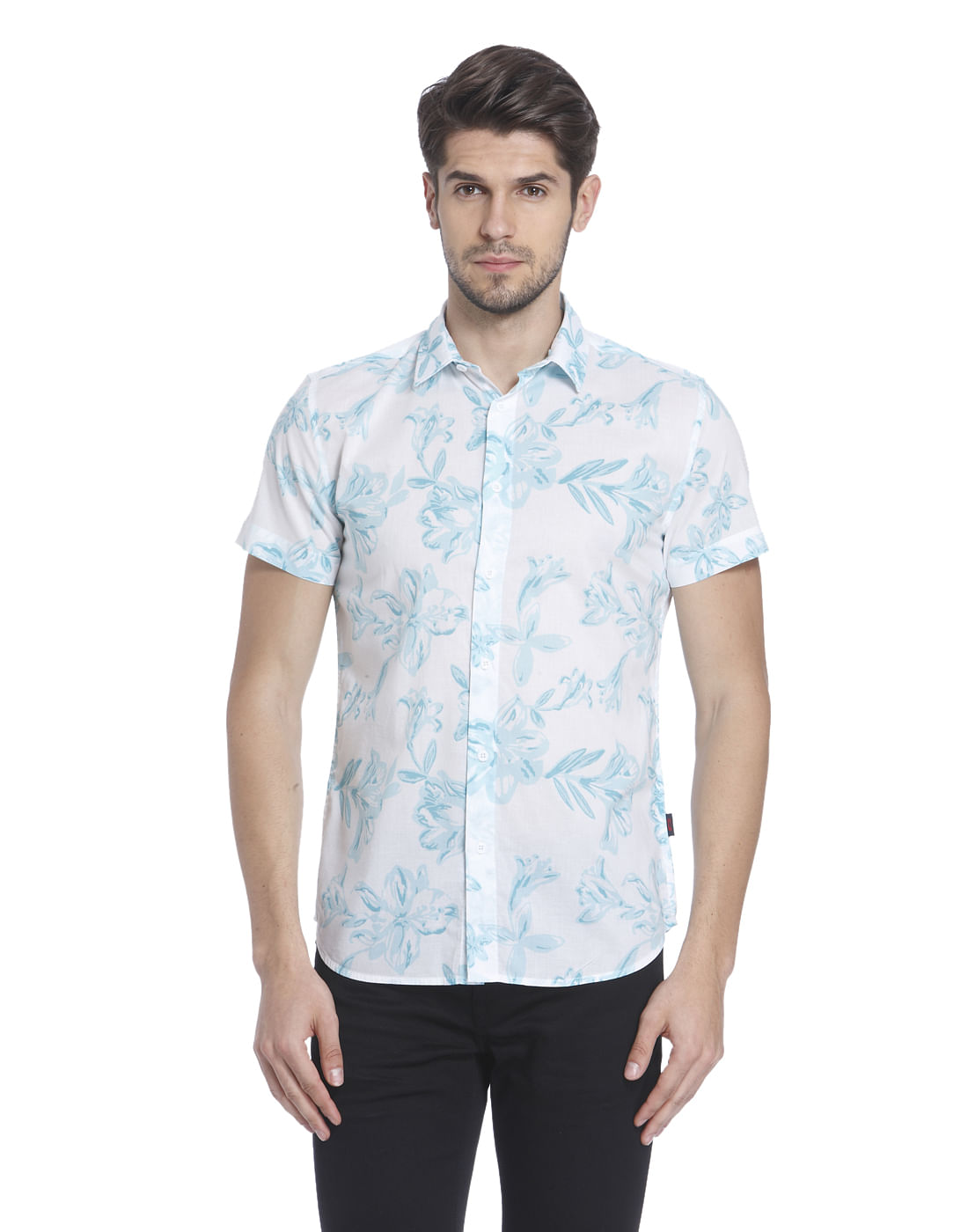 Floral Print White Casual Shirt - S