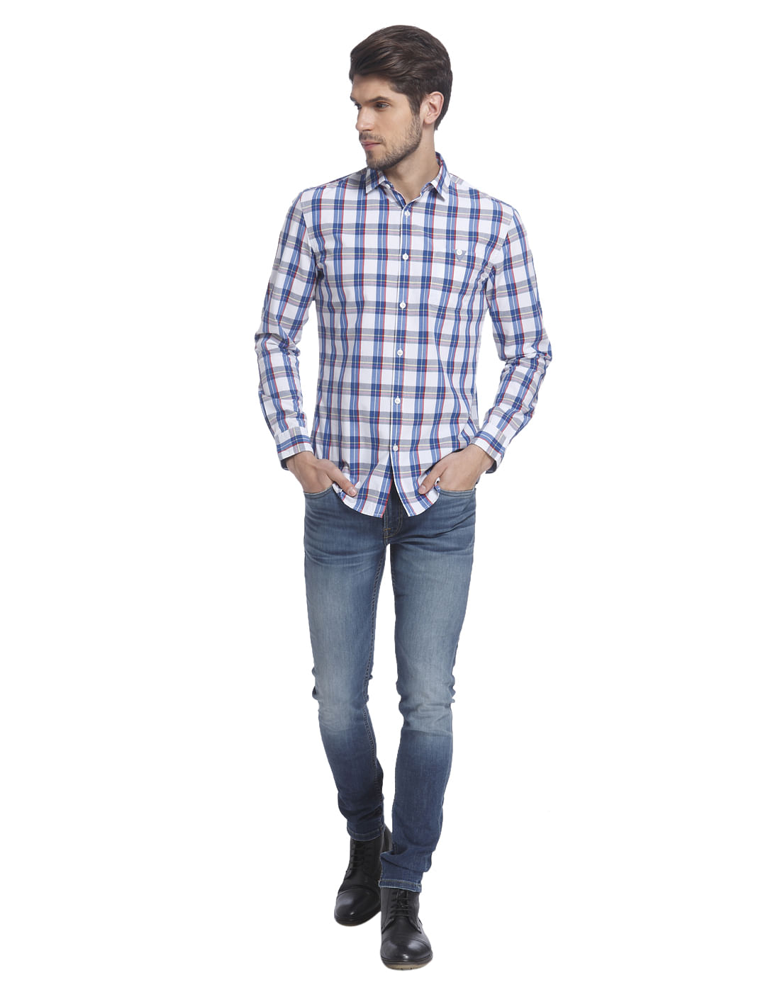 Checks White/Blue Casual Shirt