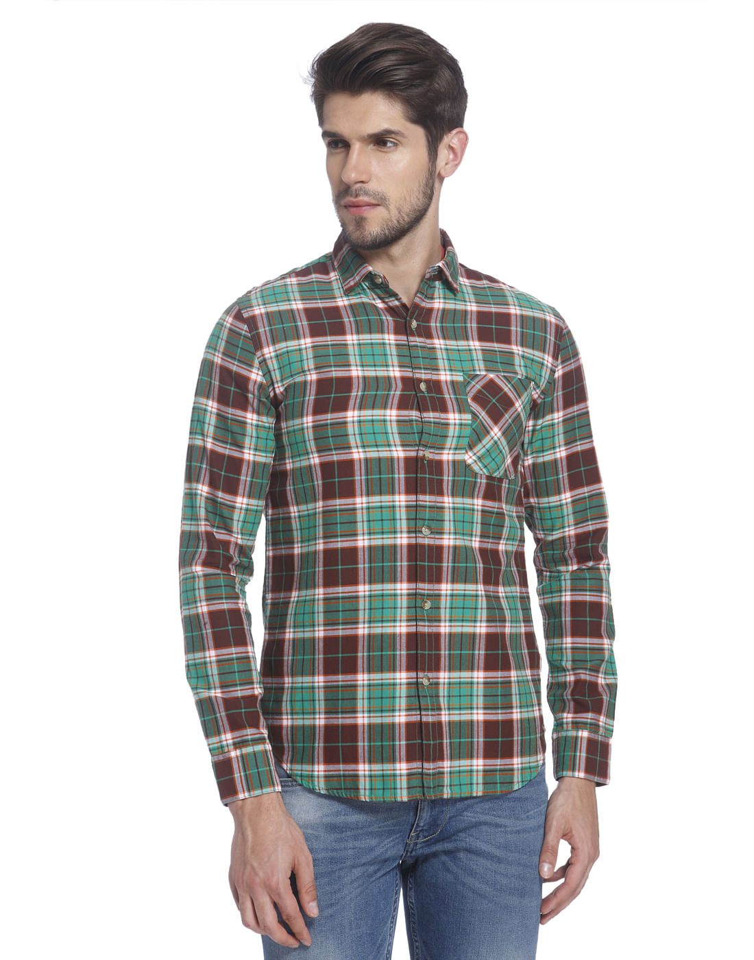 Check Mid Casual Shirt - S