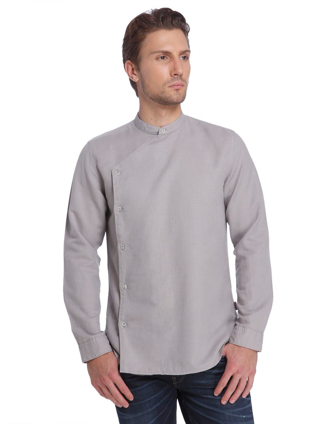Casual Solid Linen Shirt - S