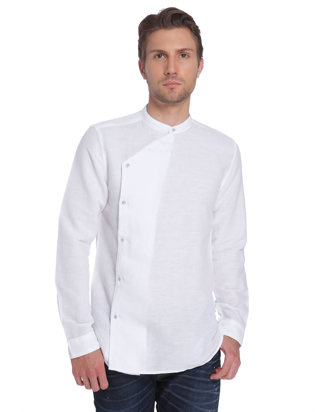 Casual Solid Linen Shirt - S