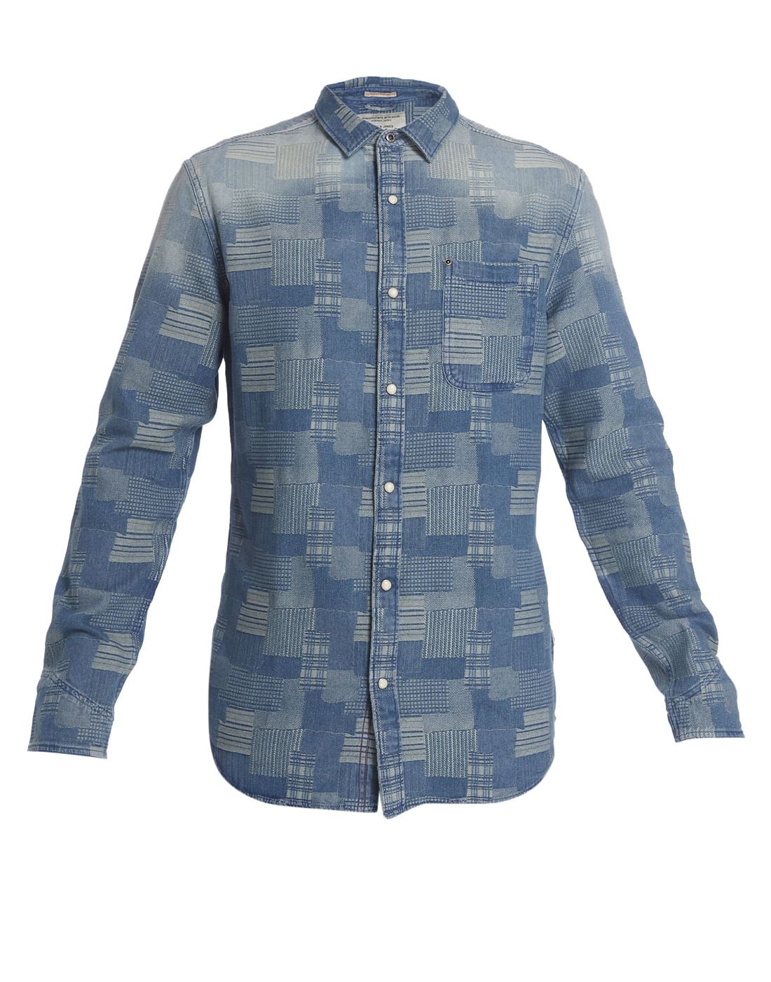Blue Tile Print Slim Shirt