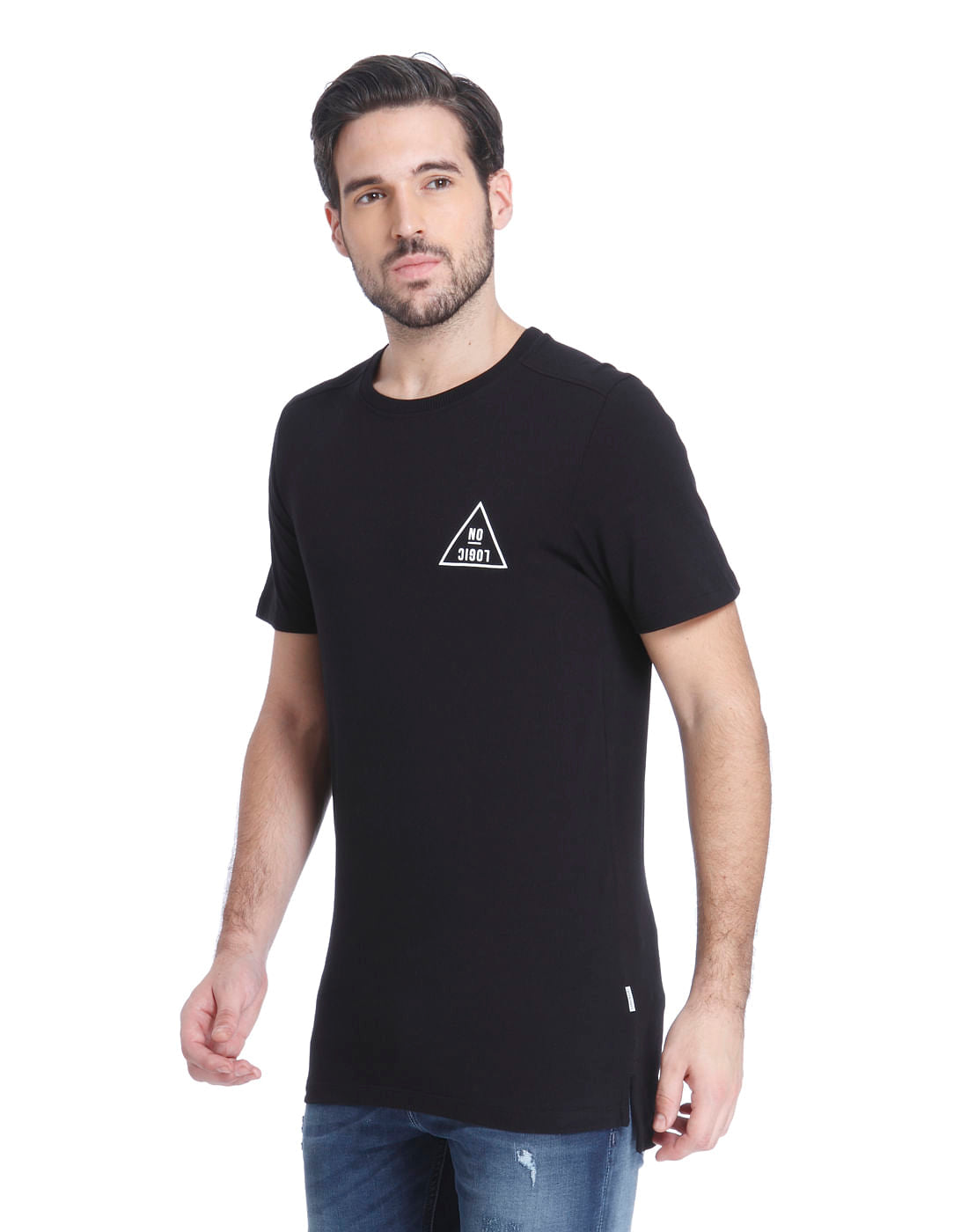 Black Graphic Print Crew Neck T-Shirt